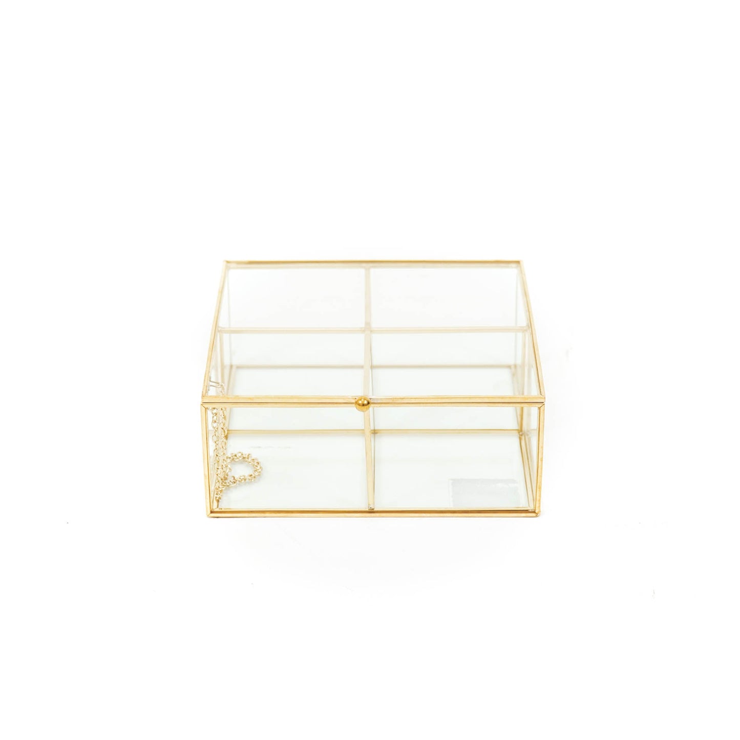 HV Glazen Box - Goud - 16x16x6,5cm
