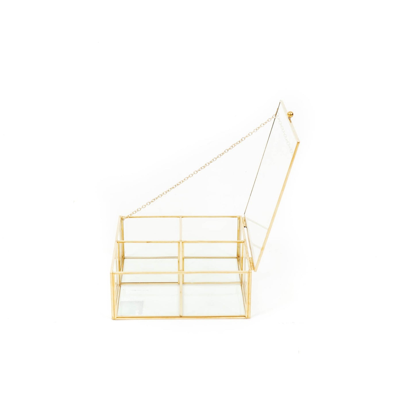 HV Glazen Box - Goud - 16x16x6,5cm