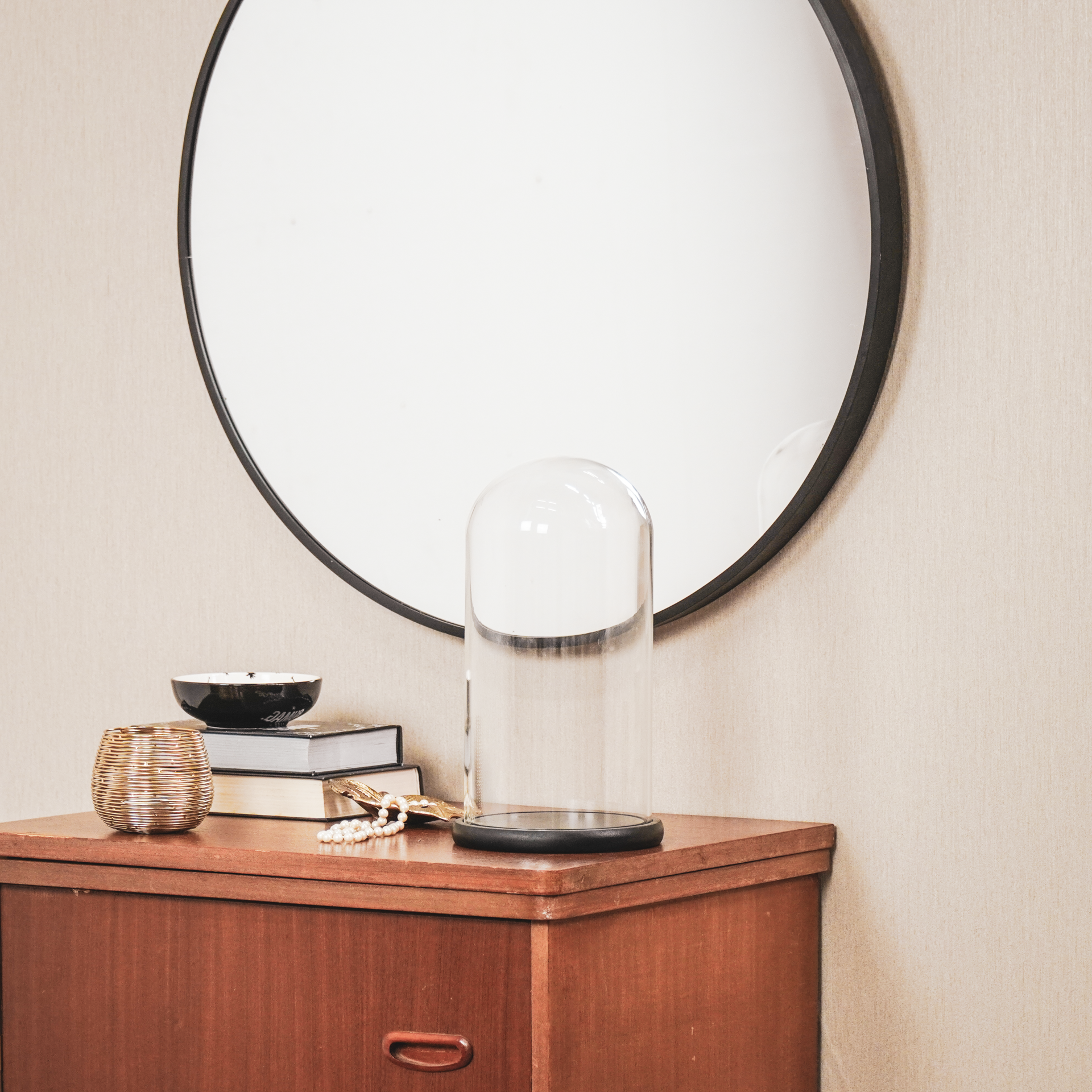 Stolp - Glas/Hout - Zwart - 17x17x32cm