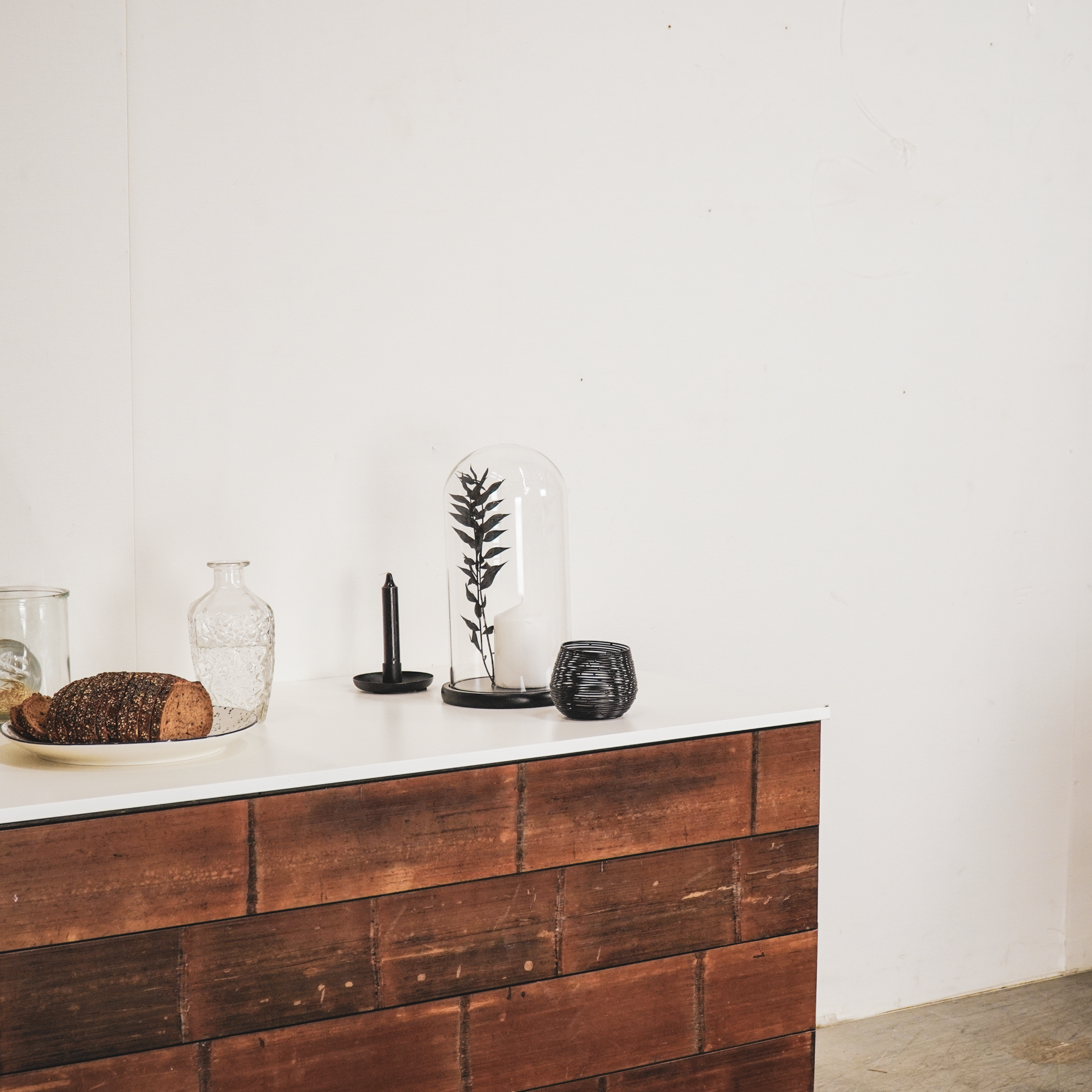 Stolp - Glas/Hout - Zwart - 17x17x32cm