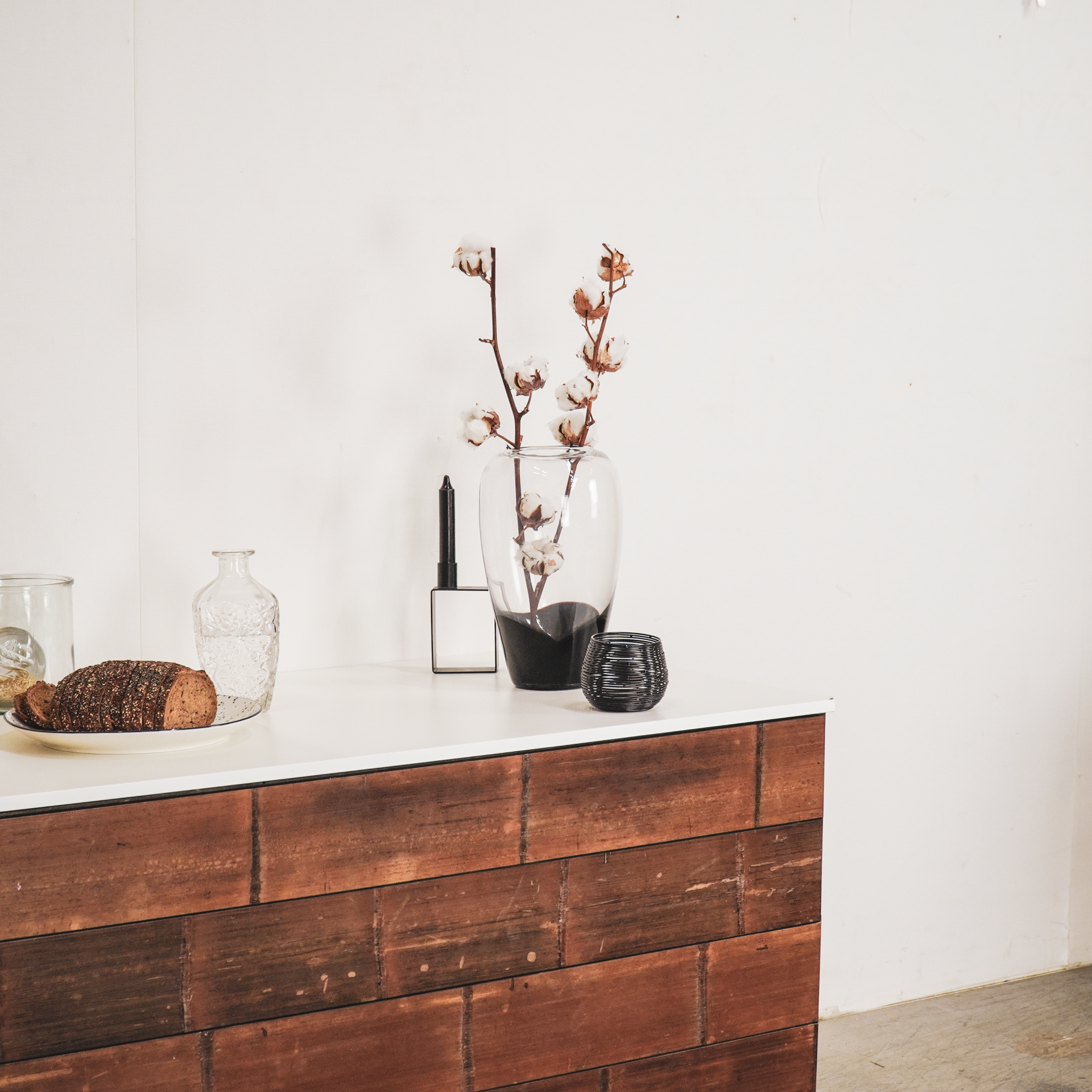 Vaas - Dipdye - Glas - Helder/Zwart - 18x18x30cm