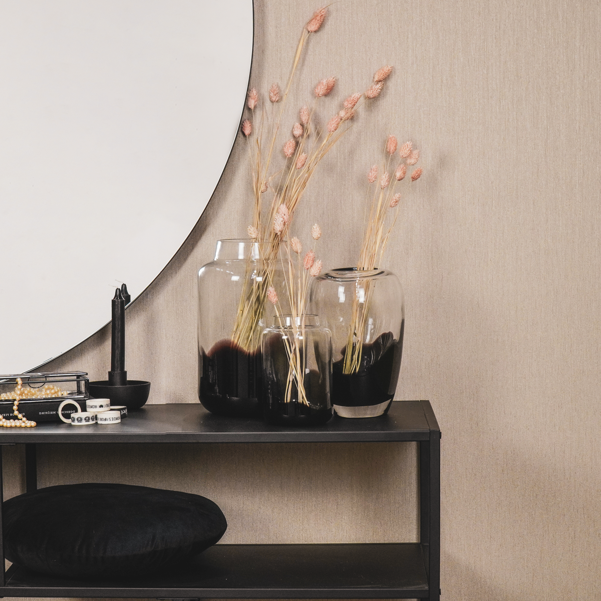 Vaas - Dipdye - Glas - Helder/Zwart - 18x18x30cm