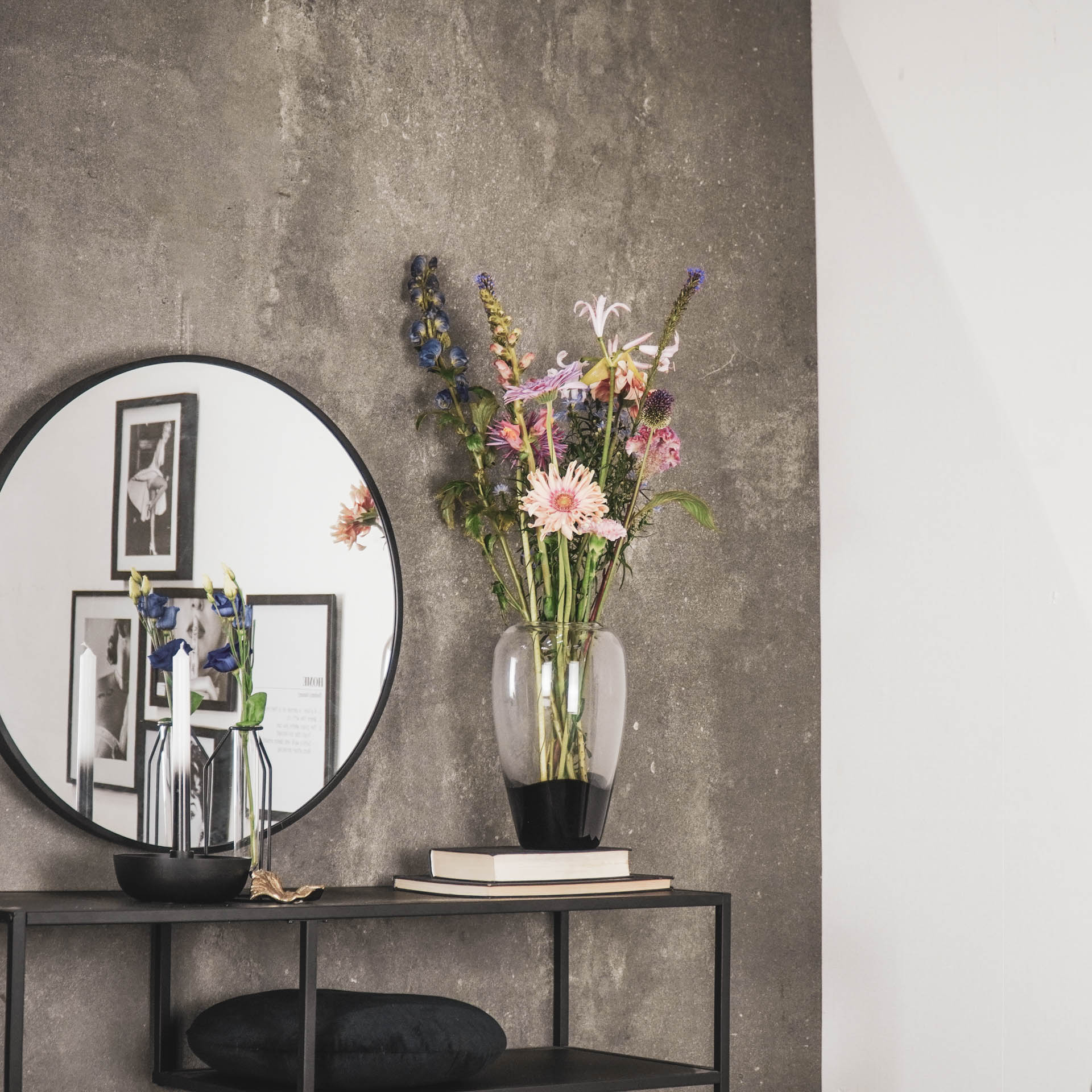 Vaas - Dipdye - Glas - Helder/Zwart - 18x18x30cm