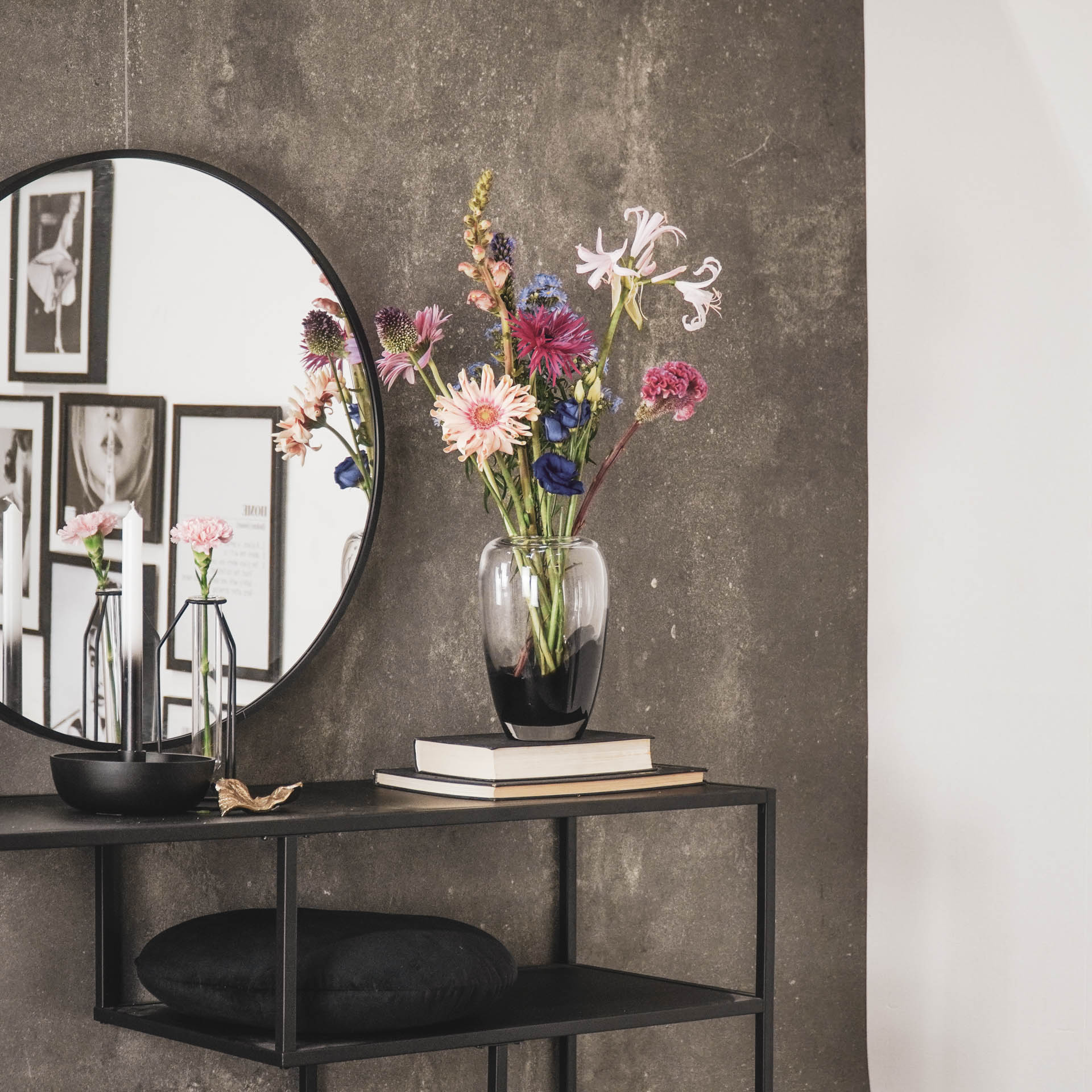 Vaas - Dipdye - Glas - Helder/Zwart - 15x22cm