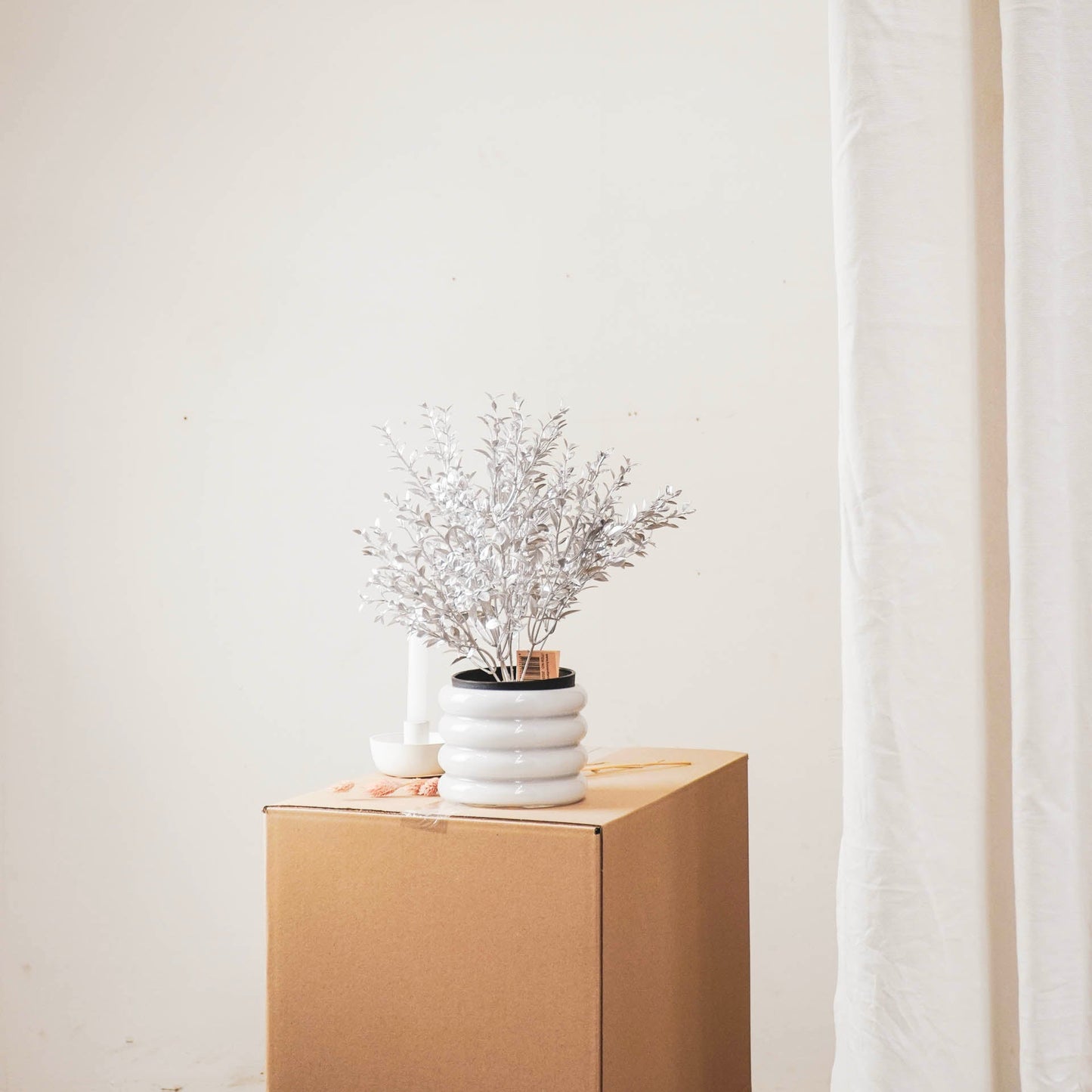 HV Plant in Pot - Zilver/Zwart - Kunststof