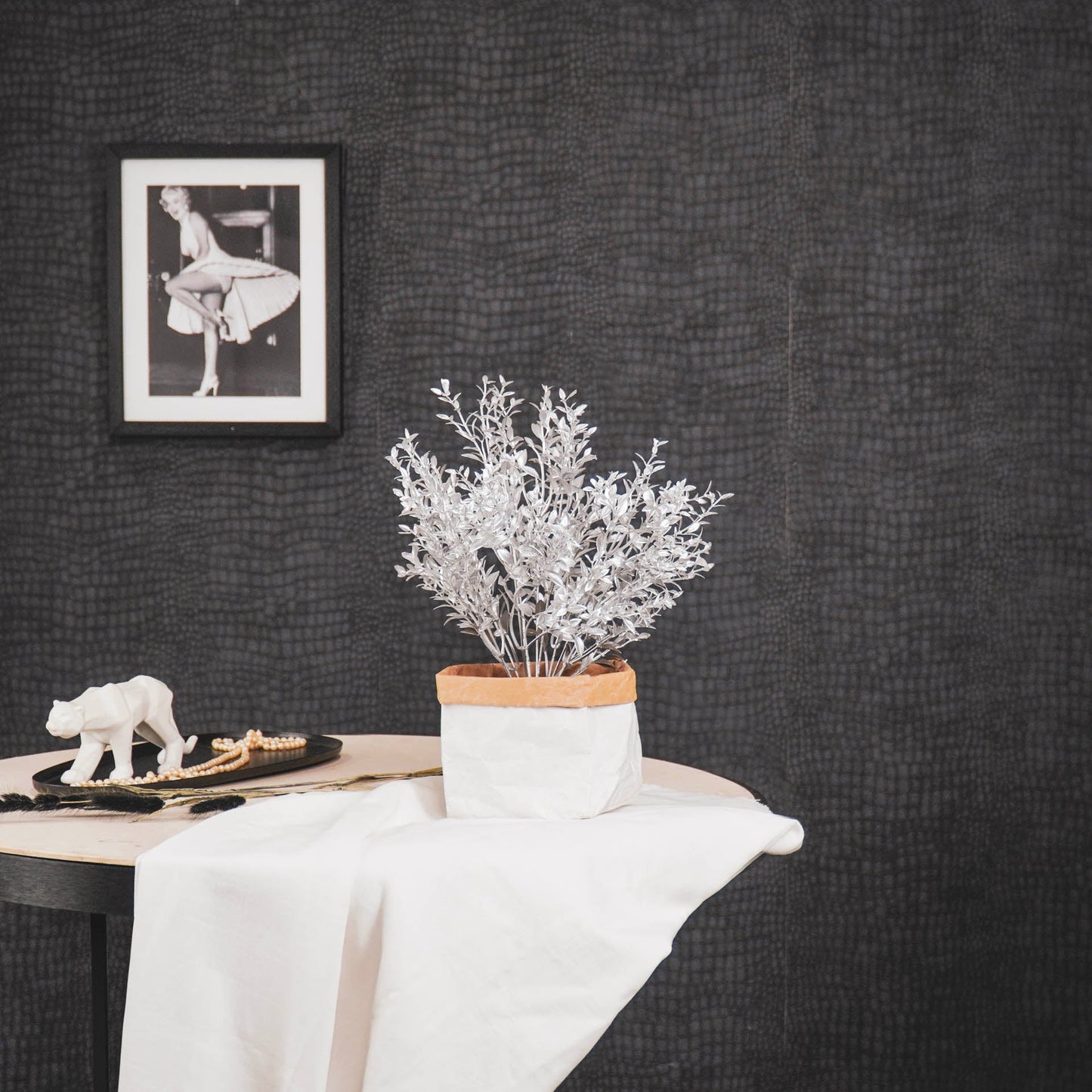 HV Plant in Pot - Zilver/Zwart - Kunststof