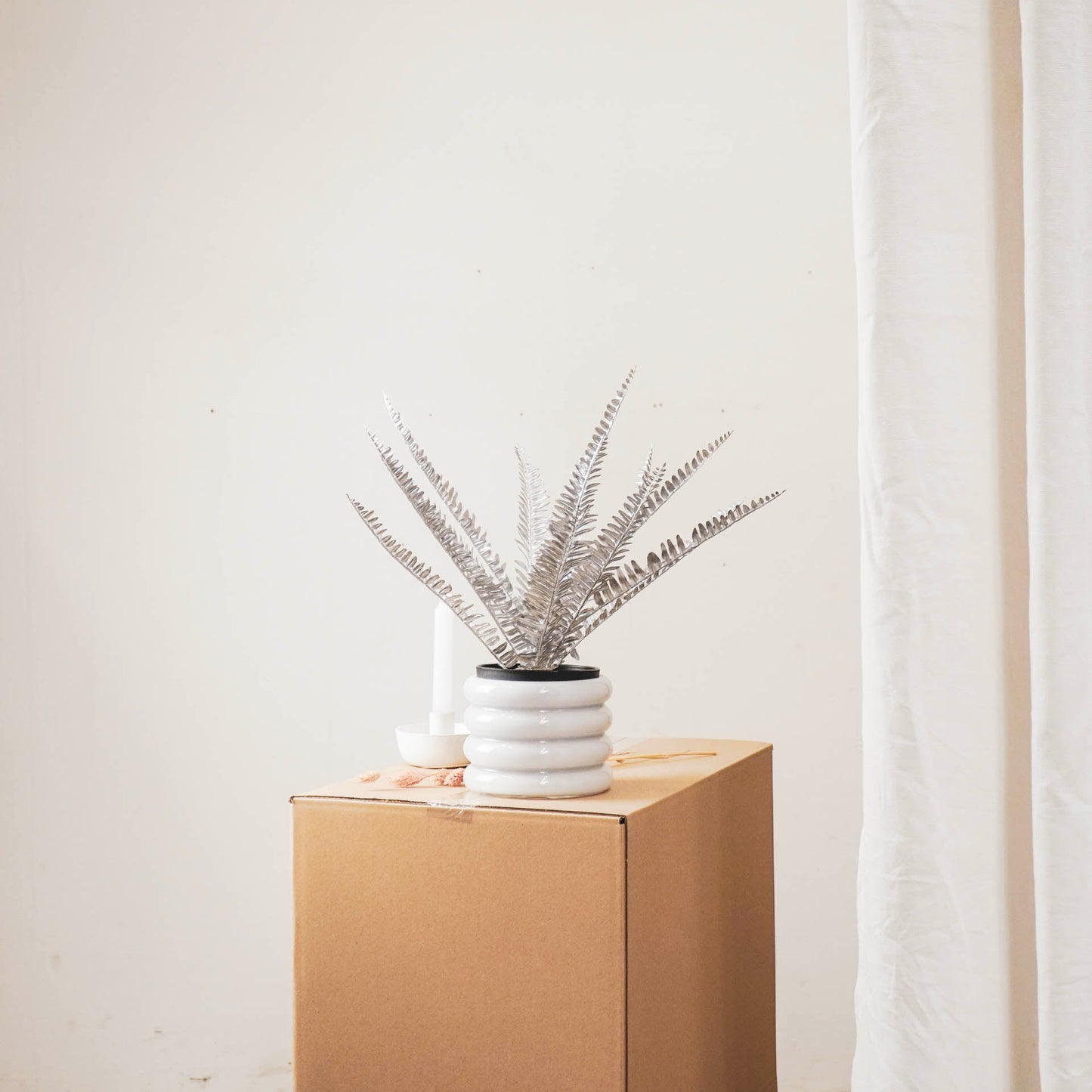 HV Varen Kunstplant - Zilver/Zwart - 15x30x45cm