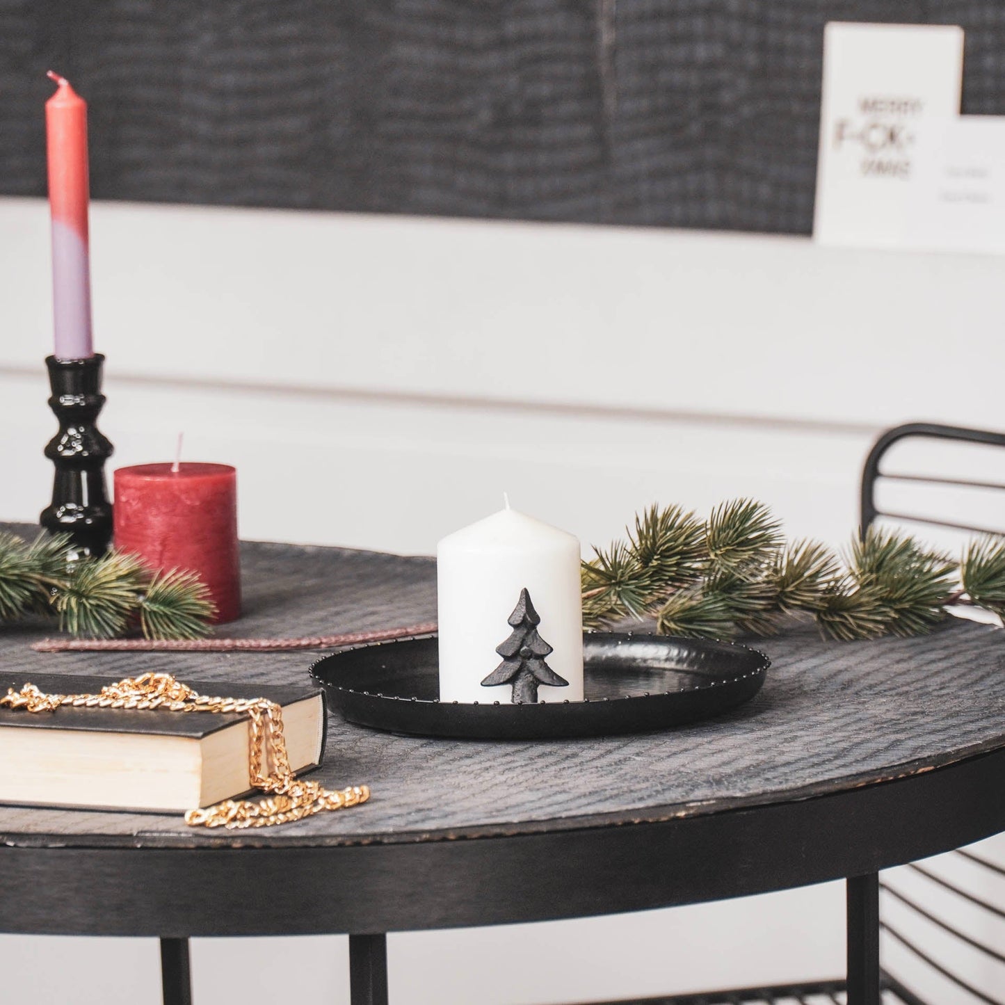 HV Kerstboom Kaarsenpinnen - Zwart - Set van 2 - 5x4x3cm