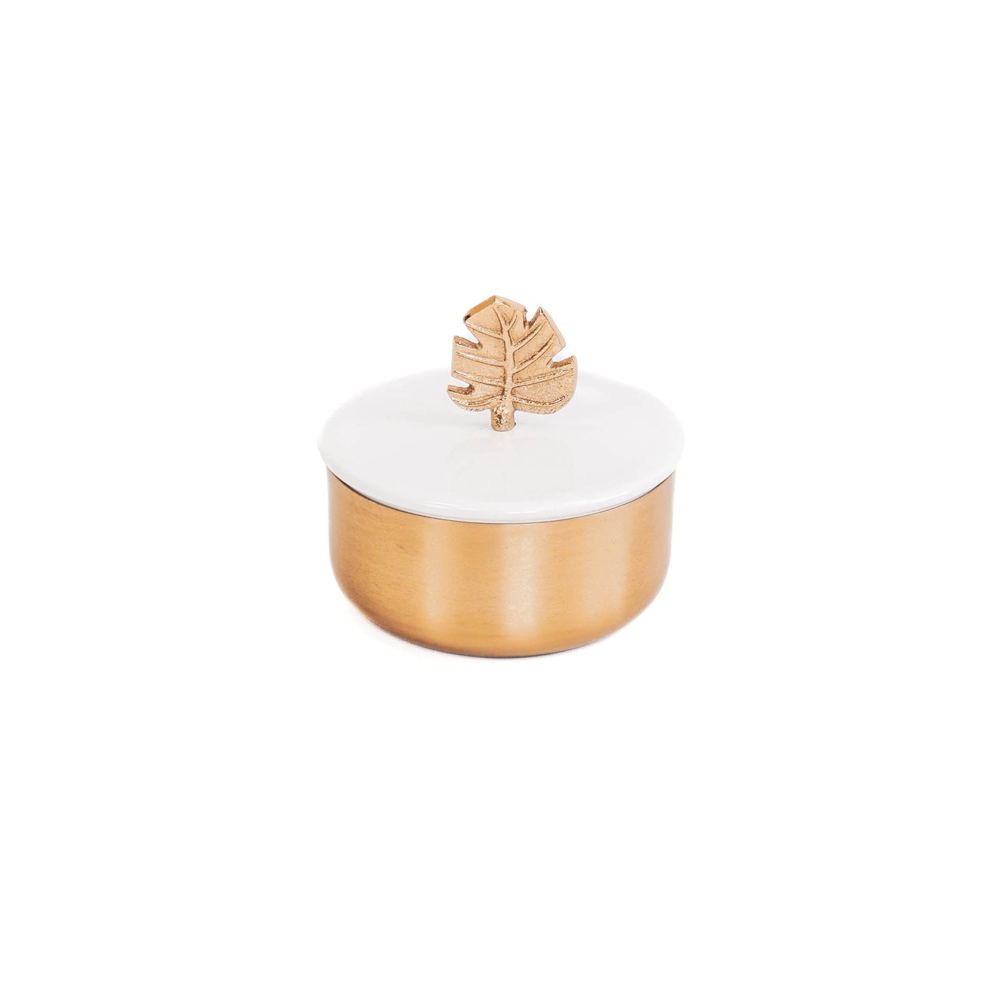 HV Monstera Box - Goud/Wit - 14x10 cm