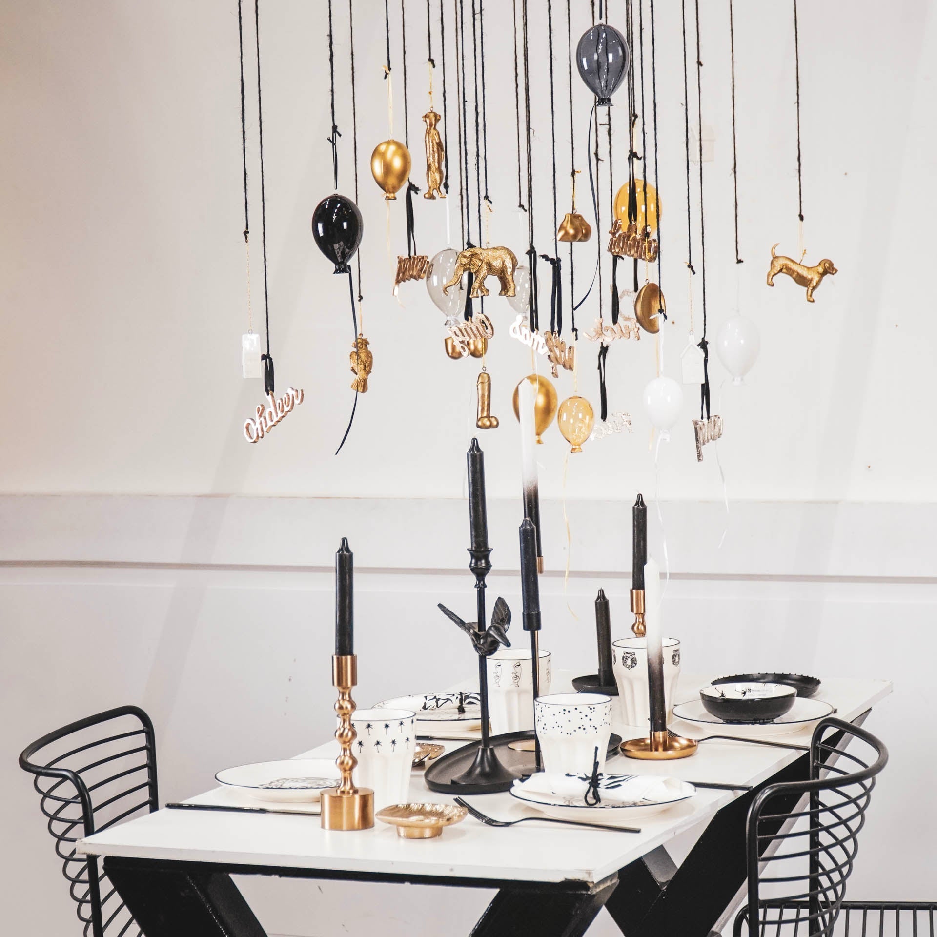 Ornament - Kersthangers - Teksten - Set van 3 - Goud