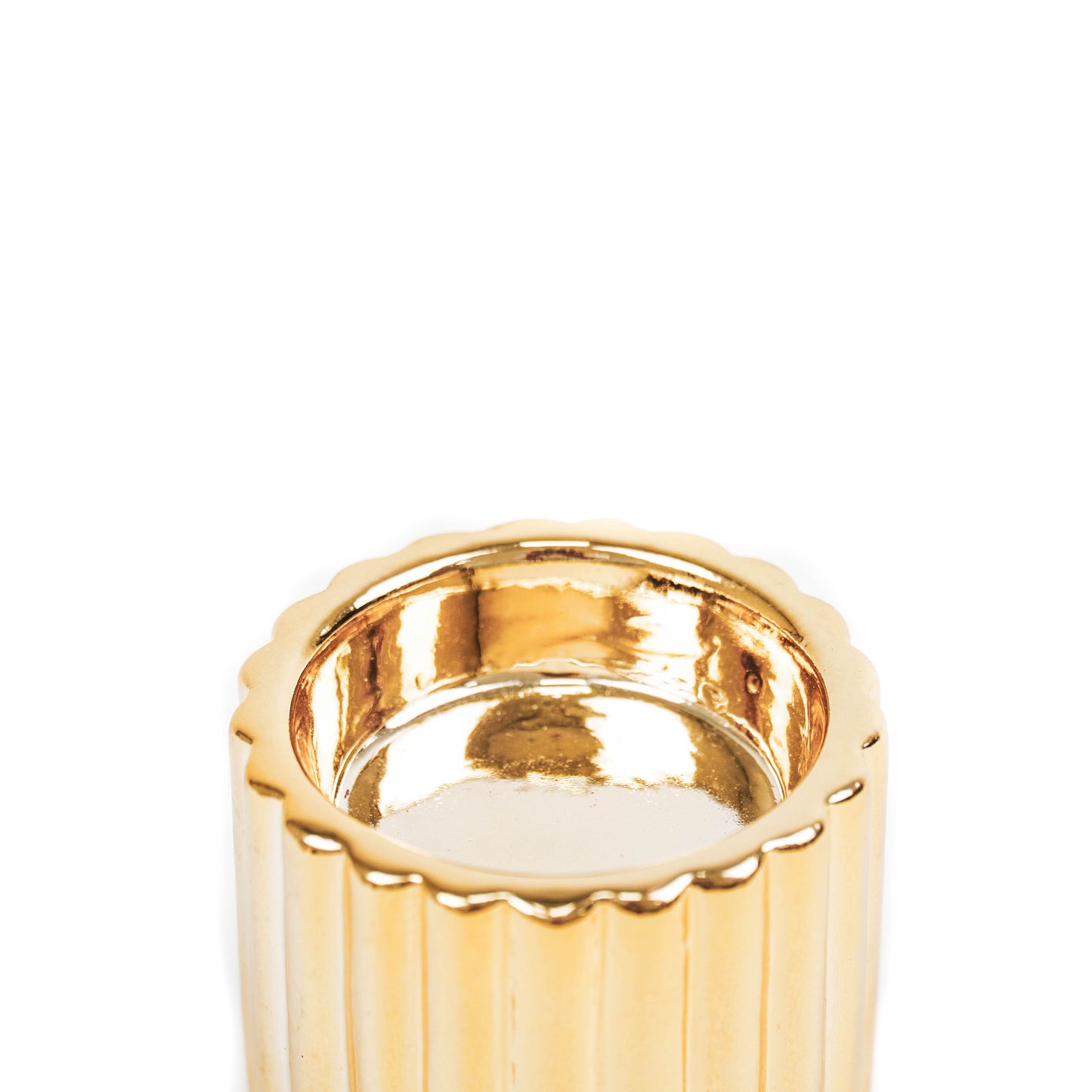 HV Diagonaal Ribbel waxinelichthouder Cilinder - 6,5x6,5x6 cm - Goud