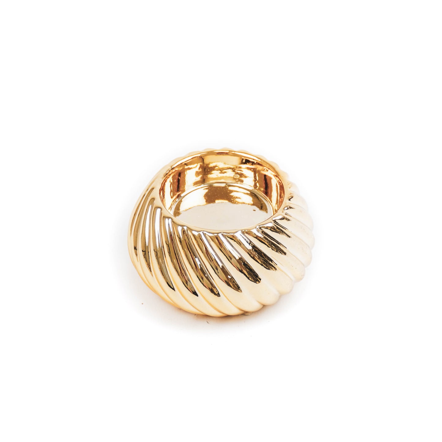 HV Geribbelde waxinelichthouder - 8x8x4,5cm - Goud