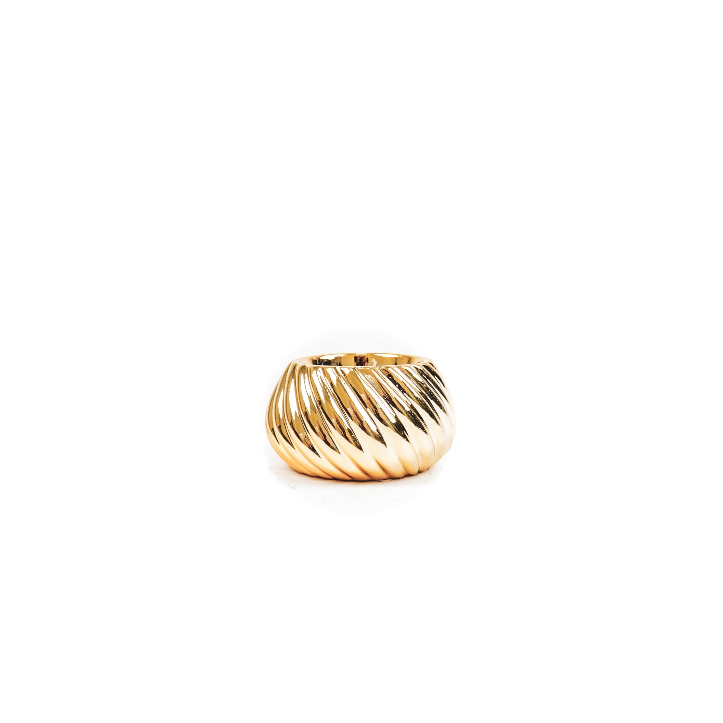 HV Geribbelde waxinelichthouder - 8x8x4,5cm - Goud