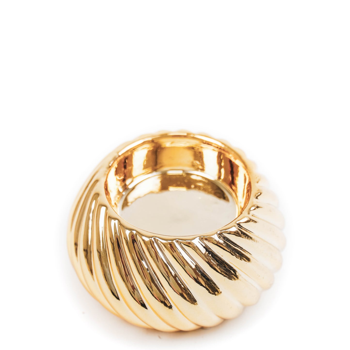 HV Geribbelde waxinelichthouder - 8x8x4,5cm - Goud