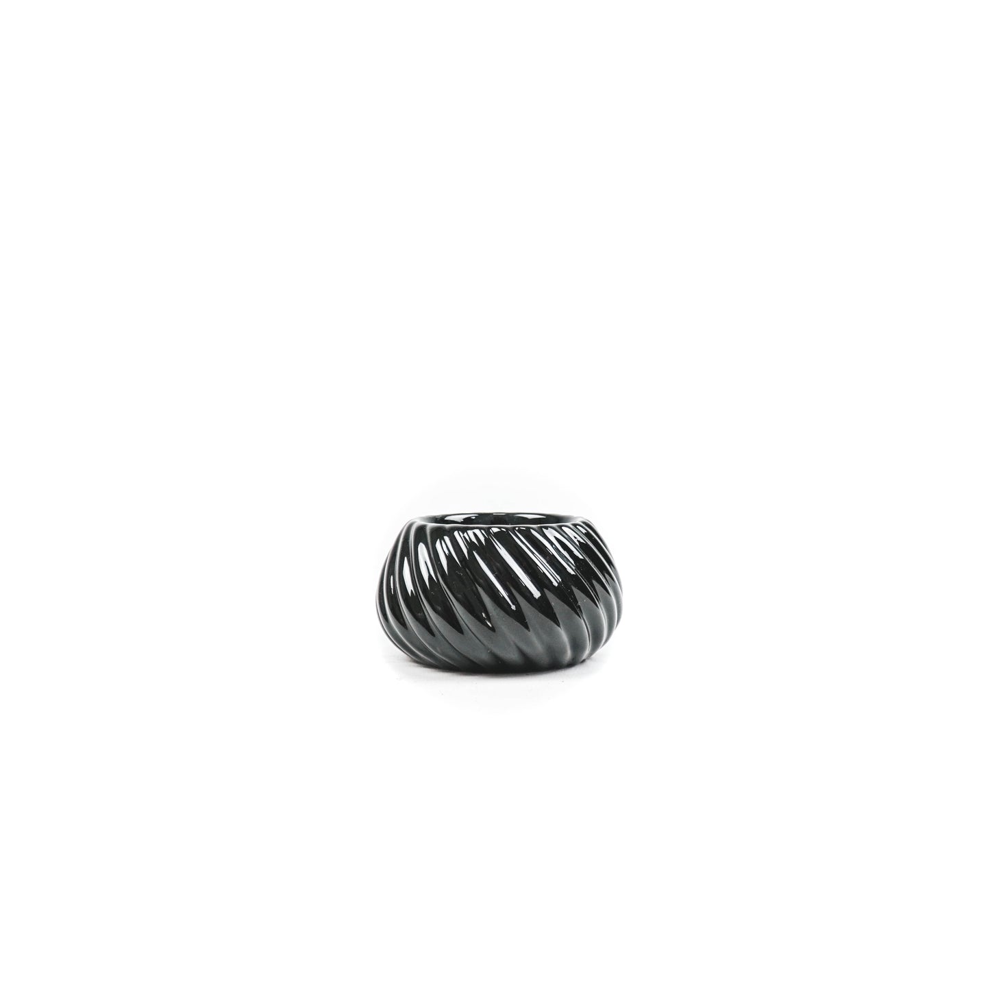 HV Geribbelde waxinelichthouder - 8x8x4,5cm - Zwart