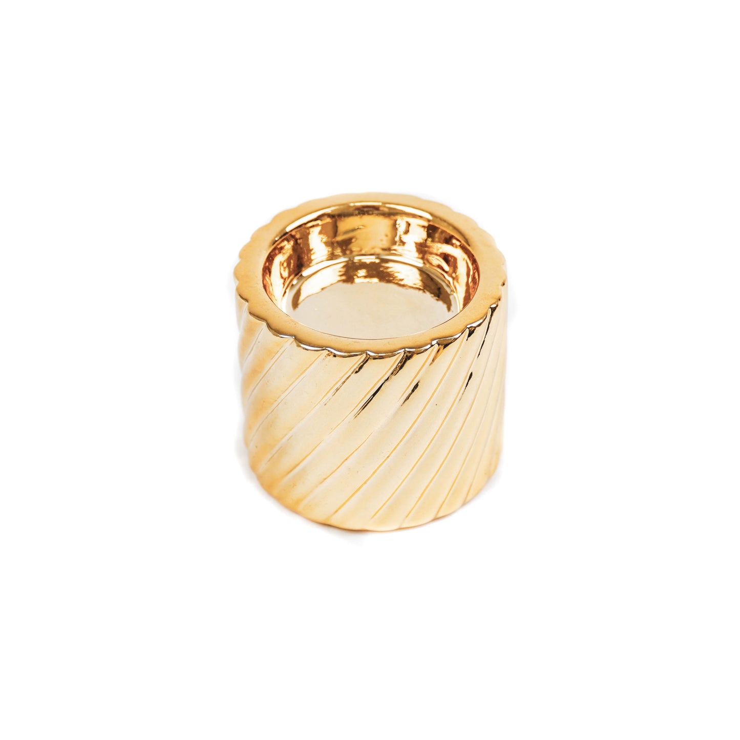 HV Ribbel Waxinelichthouder Cilinder - 6,5x6,5x6,5cm - Goud