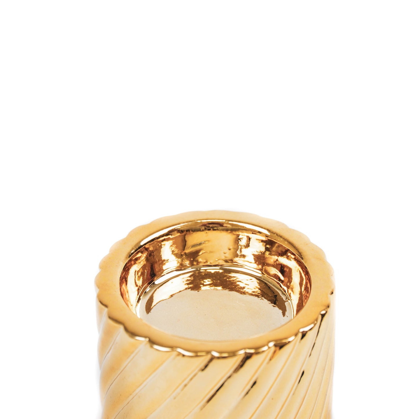 HV Ribbel Waxinelichthouder Cilinder - 6,5x6,5x6,5cm - Goud