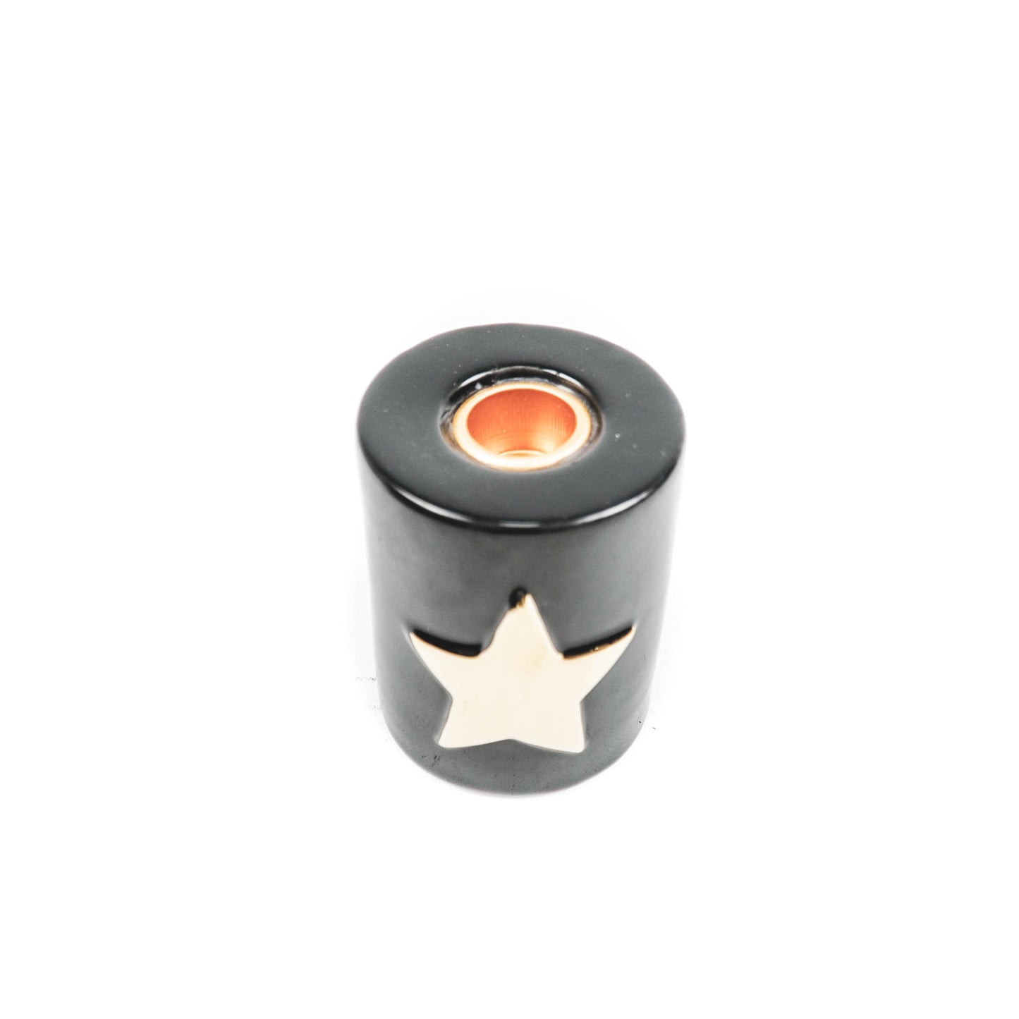 HV Ster Cilinder Kandelaar - Zwart/ Goud - 6x6x8cm