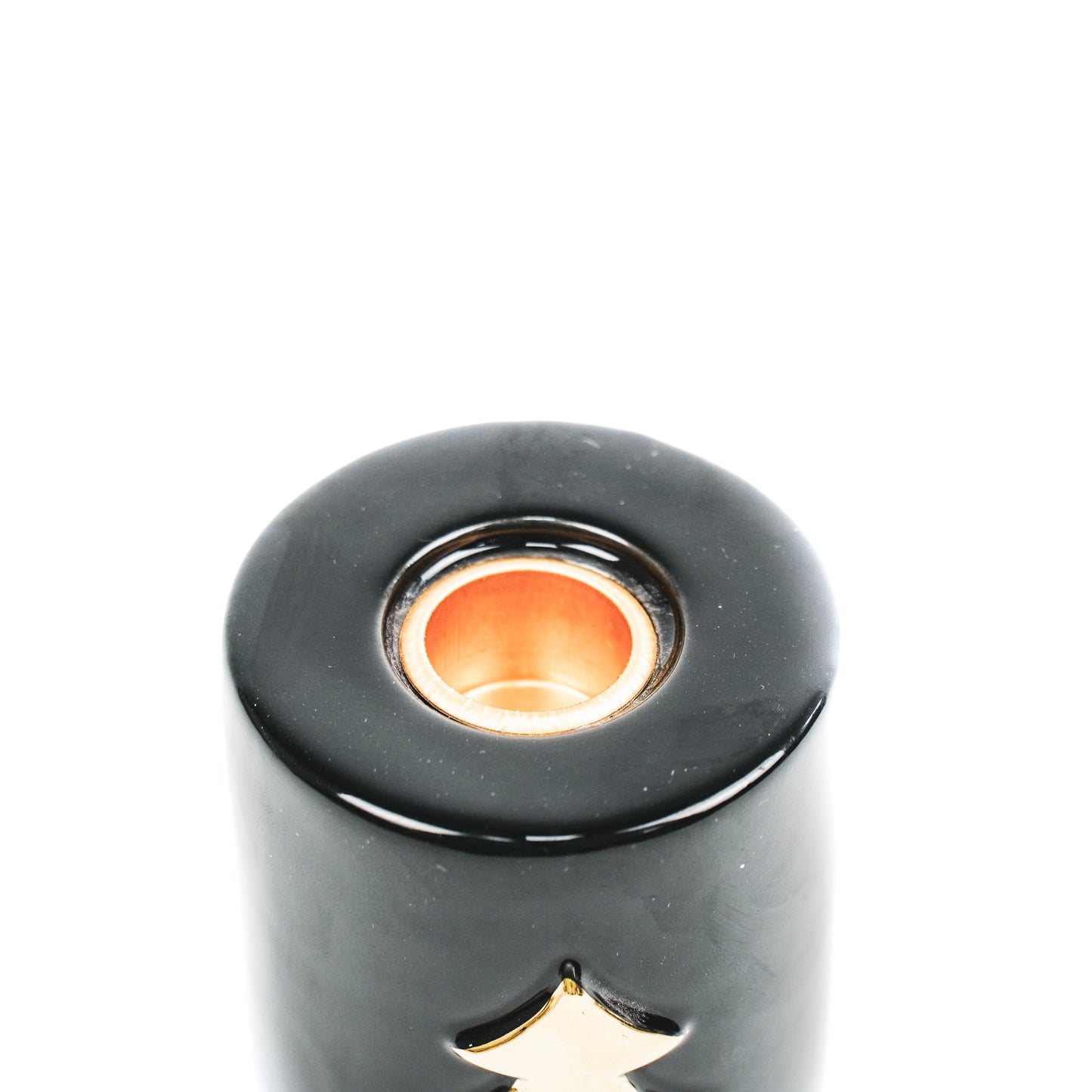 HV Kerstboom Cilinder Kandelaar - Zwart/ Goud -6x6x8cm
