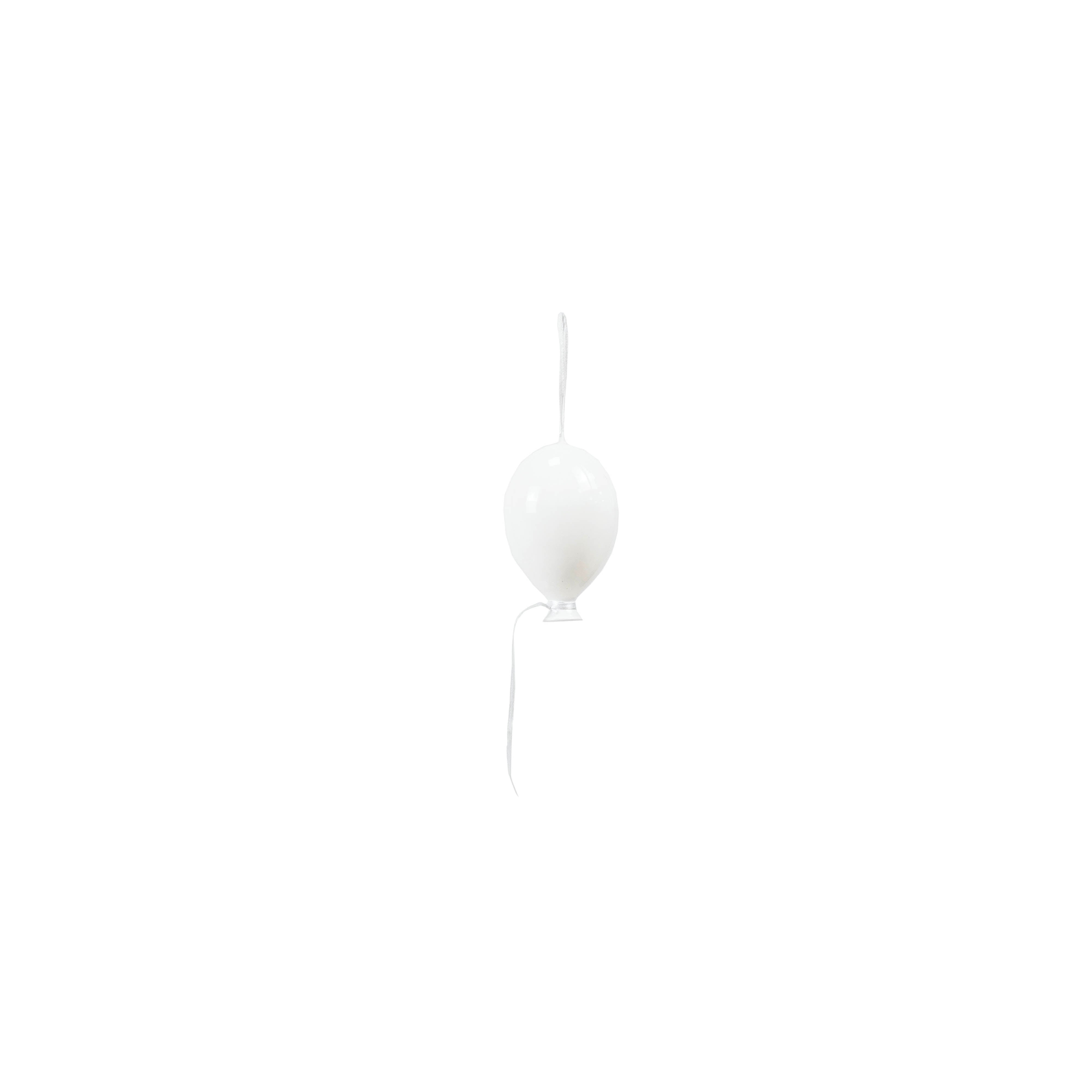 Ornament - Ballonhanger - Glas - Wit - 6.5x10.5cm