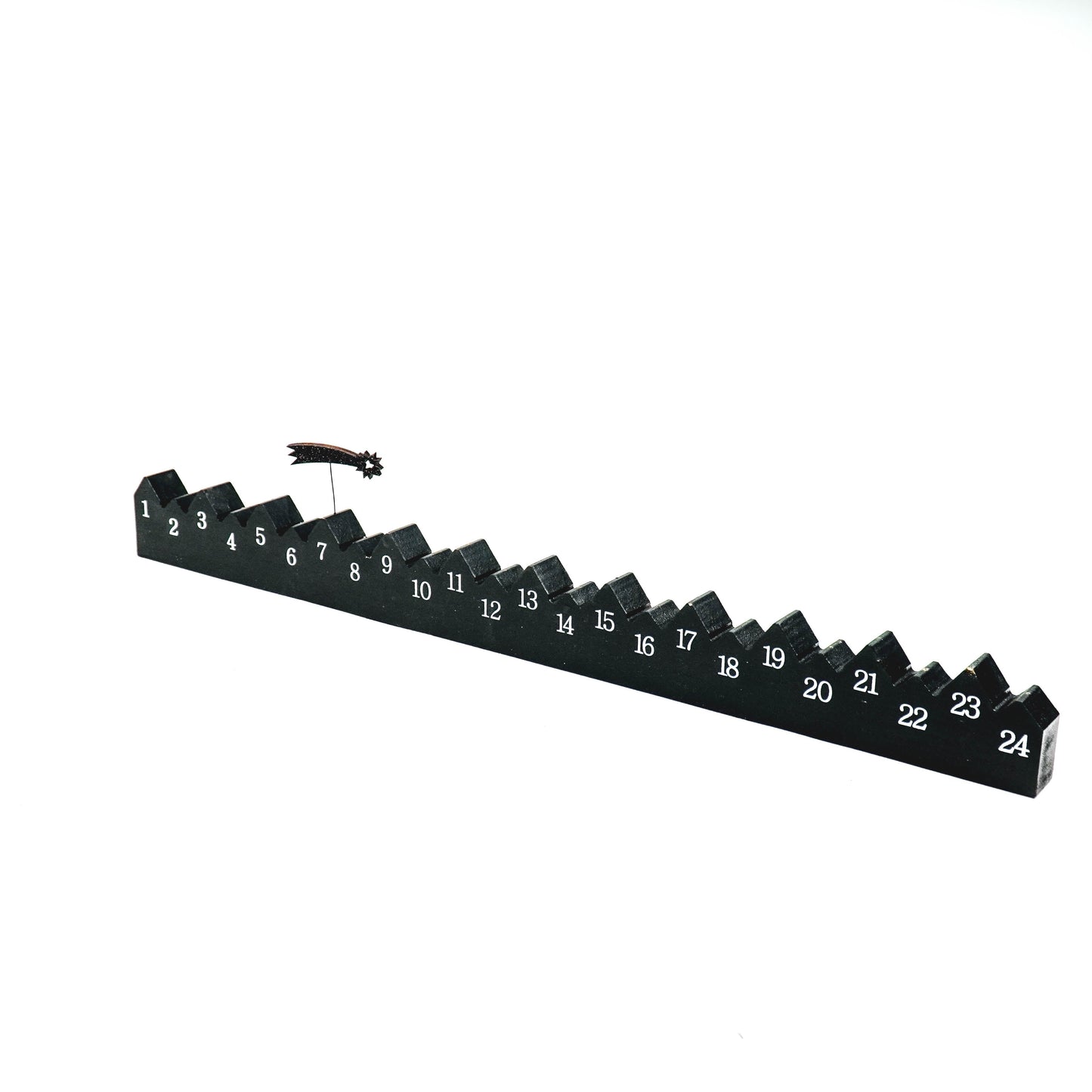 HV Advent huisjes AftelKalender - Zwart - 60x2.5x8.5 cm