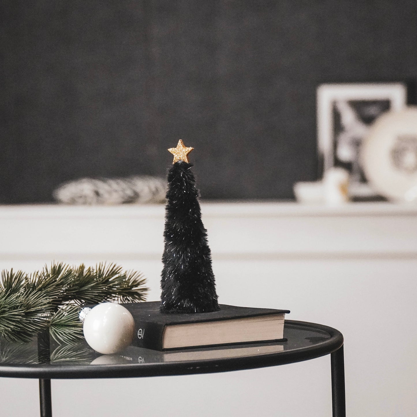 HV Fuzzy Kerstboom Zwart -4.5x4.5x17.5cm