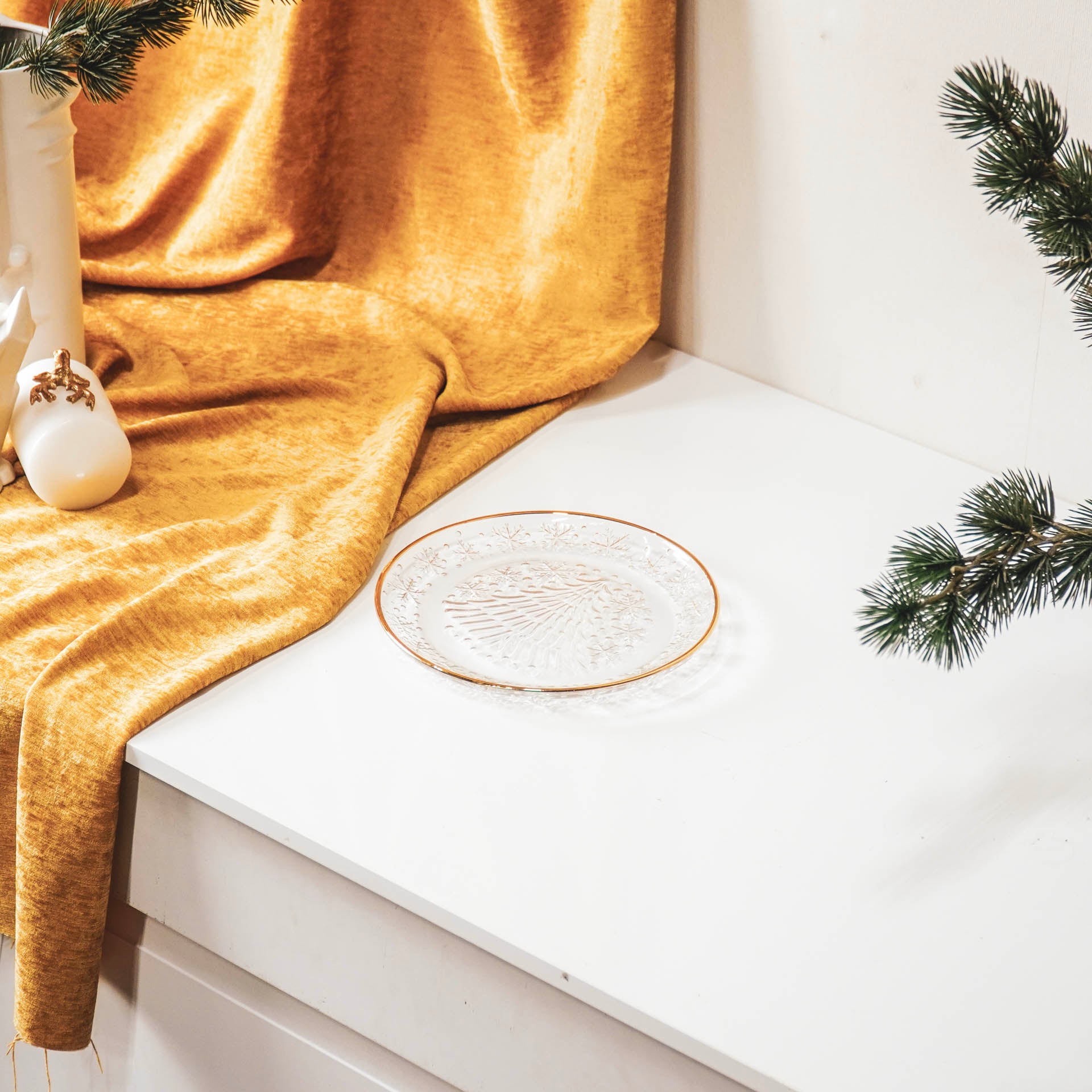 Bord - Glas - Goud - 21cm