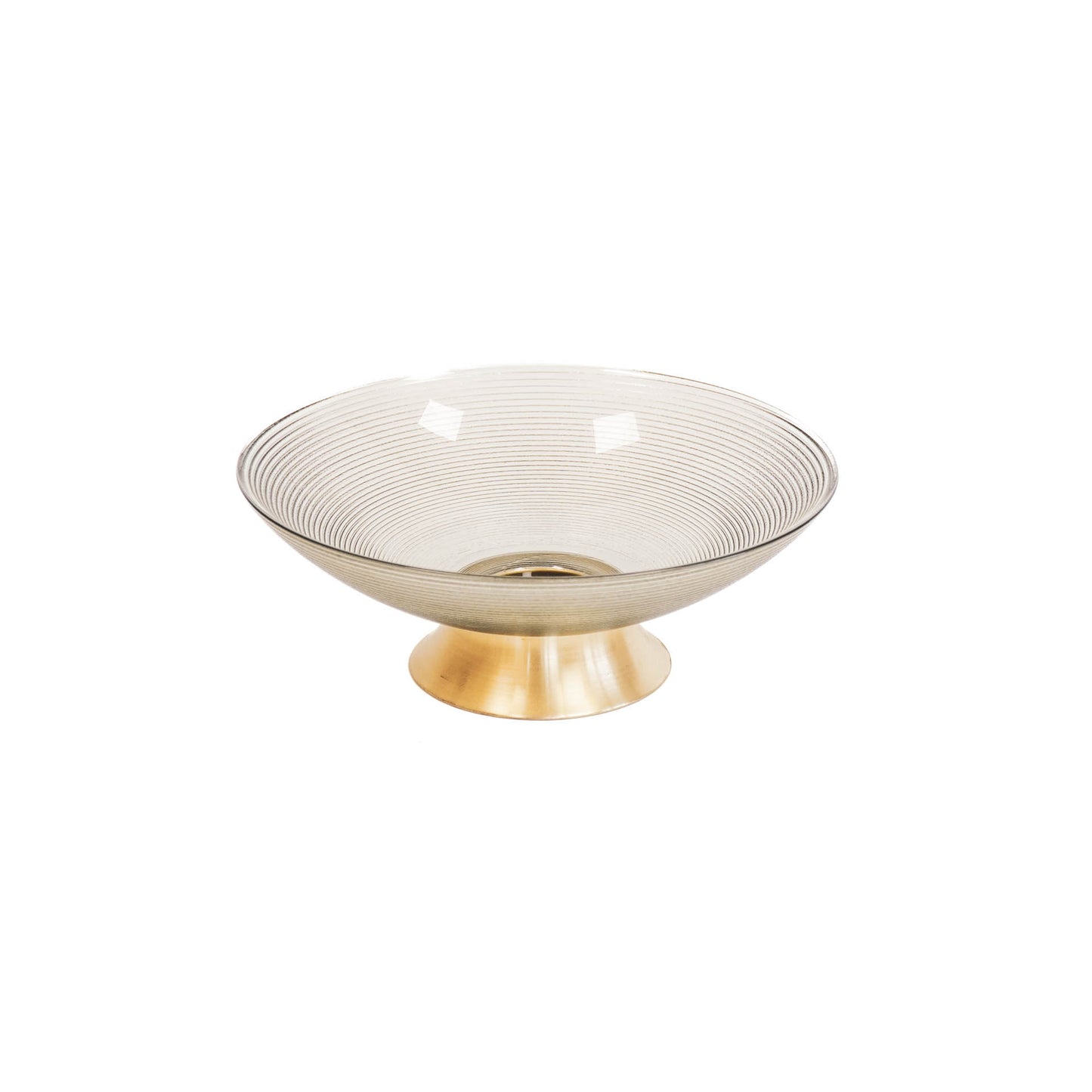 HV Super Bowl Schaal met gouden voet - Smokey Glas - 24,5x8,5 cm