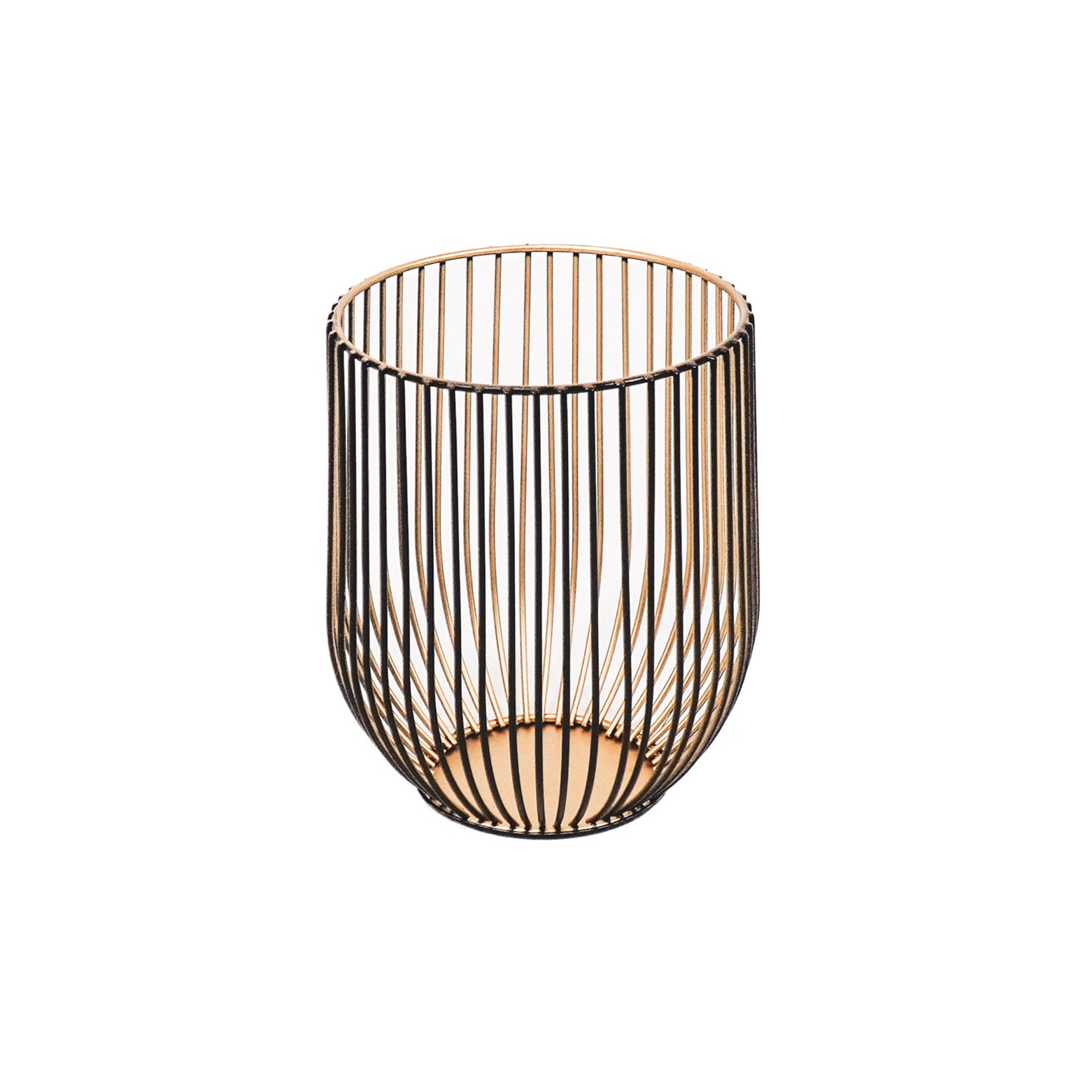 Kaarshouders - Metalen - Set van 2 - Zwart/Goud - 13x13x16cm & 9x9x11cm