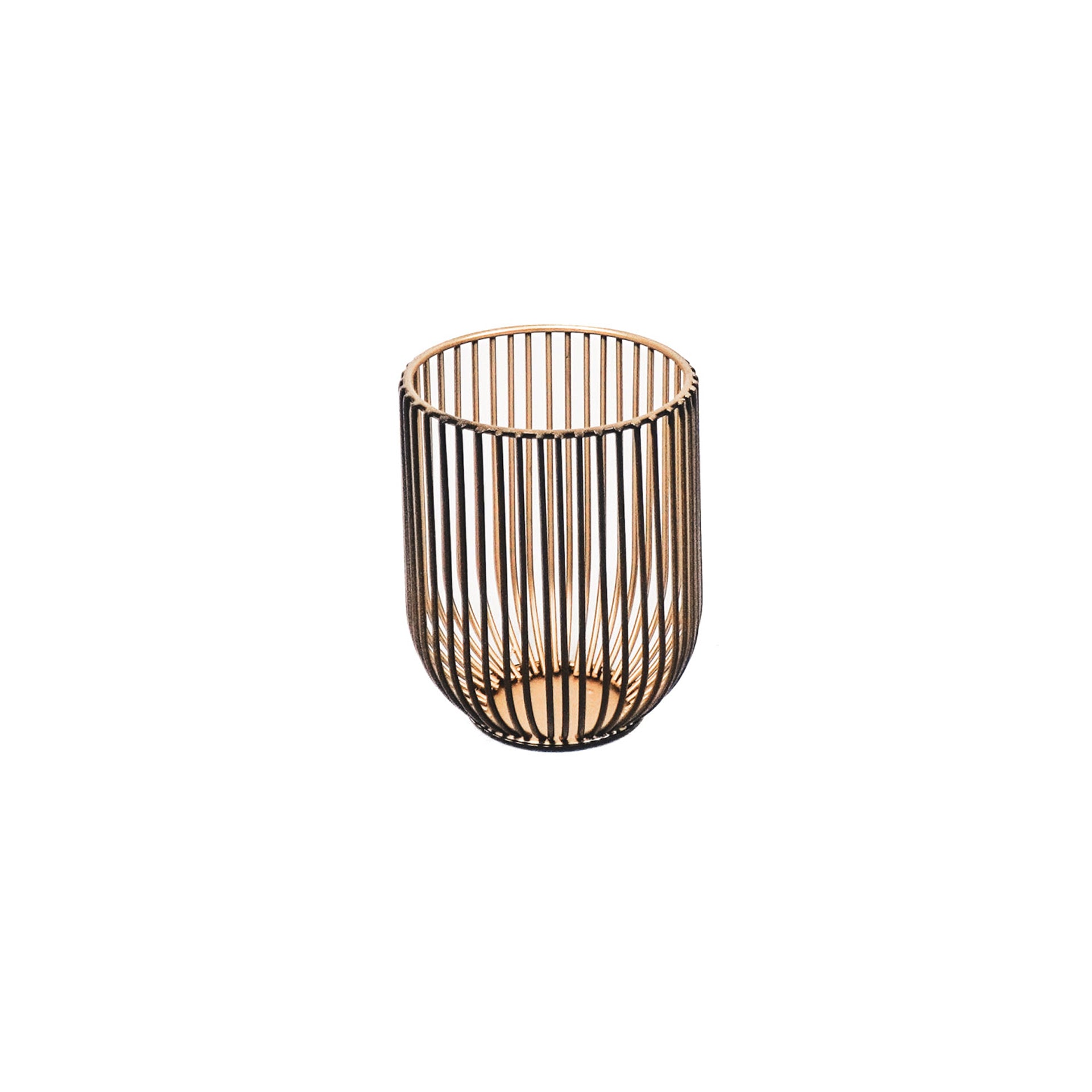 Kaarshouders - Metalen - Set van 2 - Zwart/Goud - 13x13x16cm & 9x9x11cm