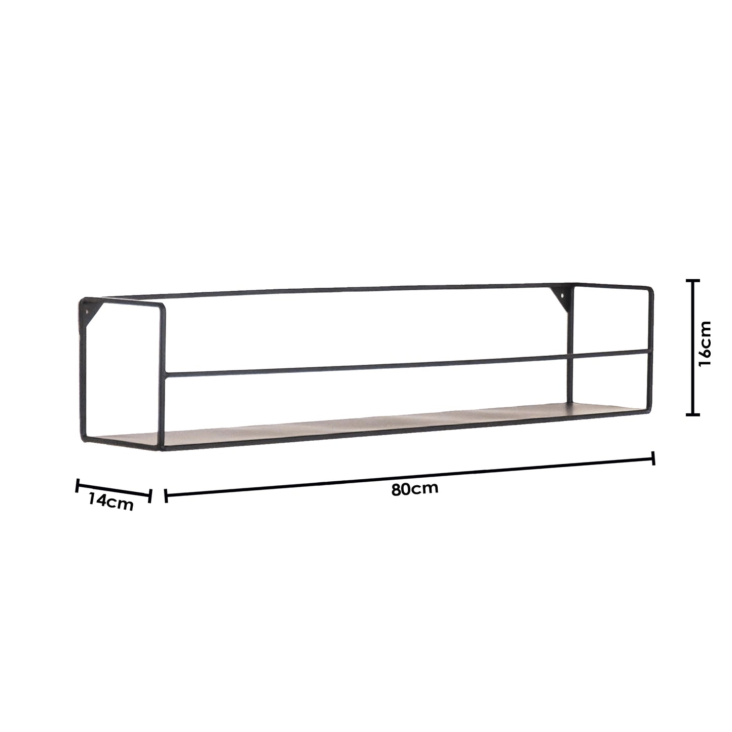 Housevitamin Wandplanken Metaal - Zwart - Set van 2 - 40x14x16 en 80x14x16cm