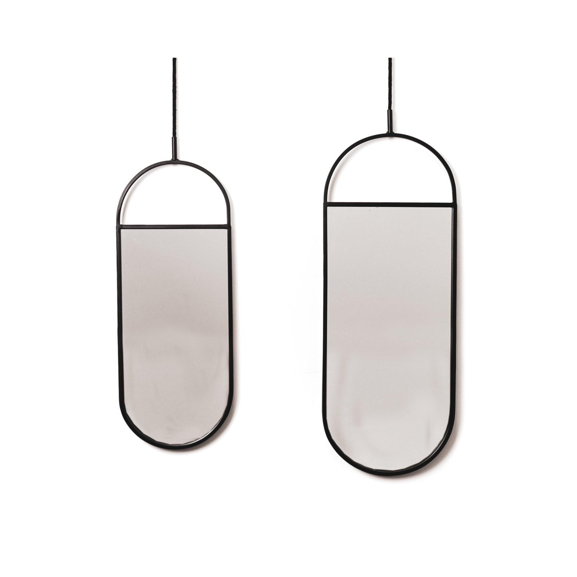 Spiegel - Duo Set - Metaal - Zwart - 22x60 | 19x50cm