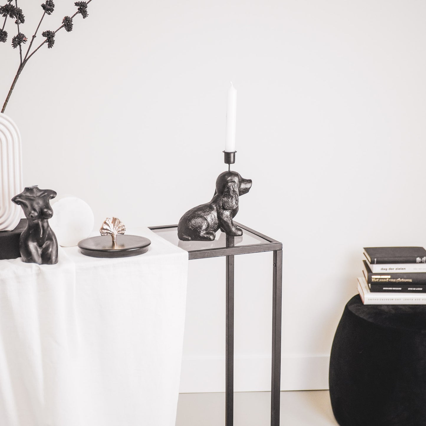 Housevitamin Hond Kandelaar - Zwart - 18x10x19.5cm