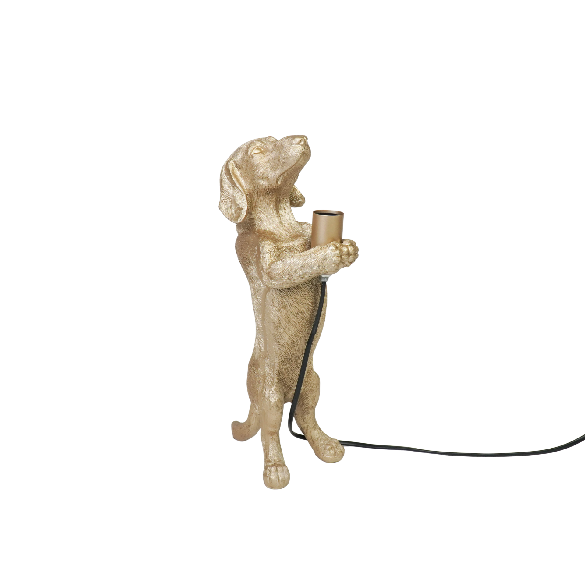 Lampen - Teckel Tafellamp - Polyresin - Goud - E14 - 10x15x38cm