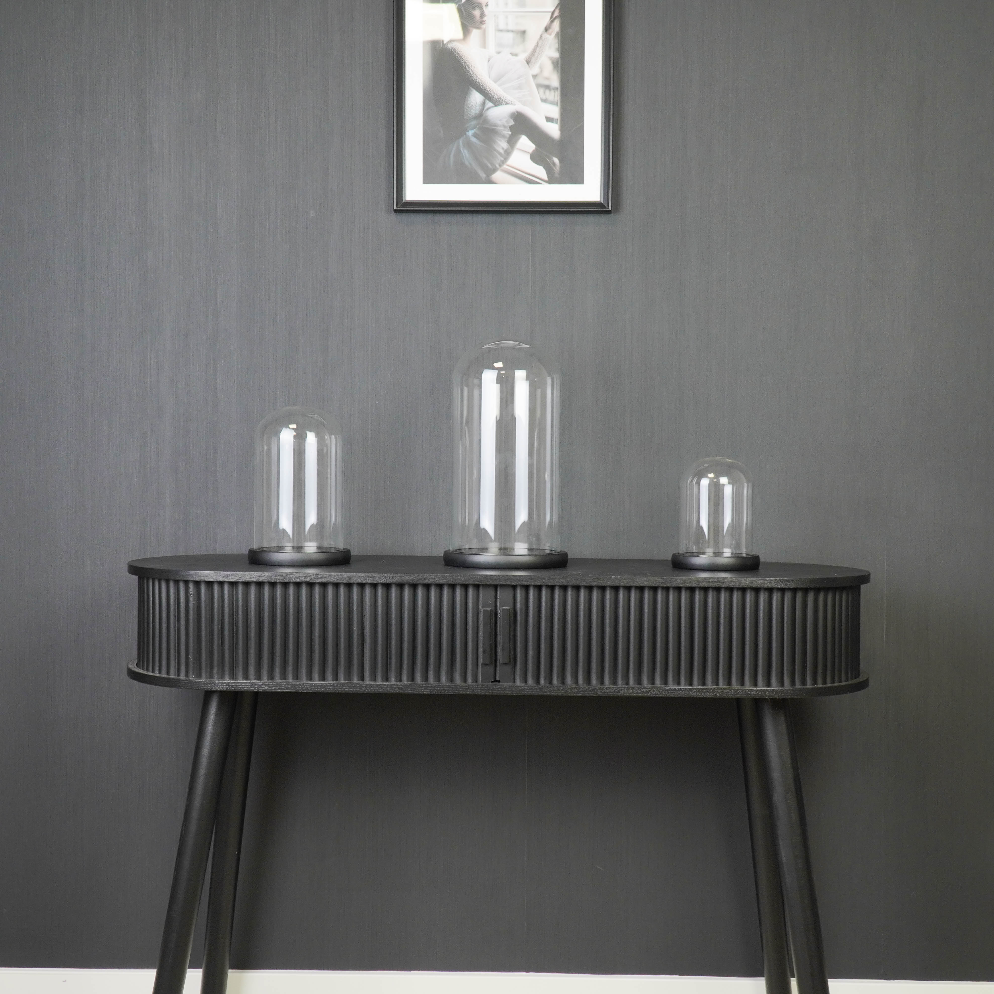 Stolp - Glas/Hout - Zwart - 17x17x32cm