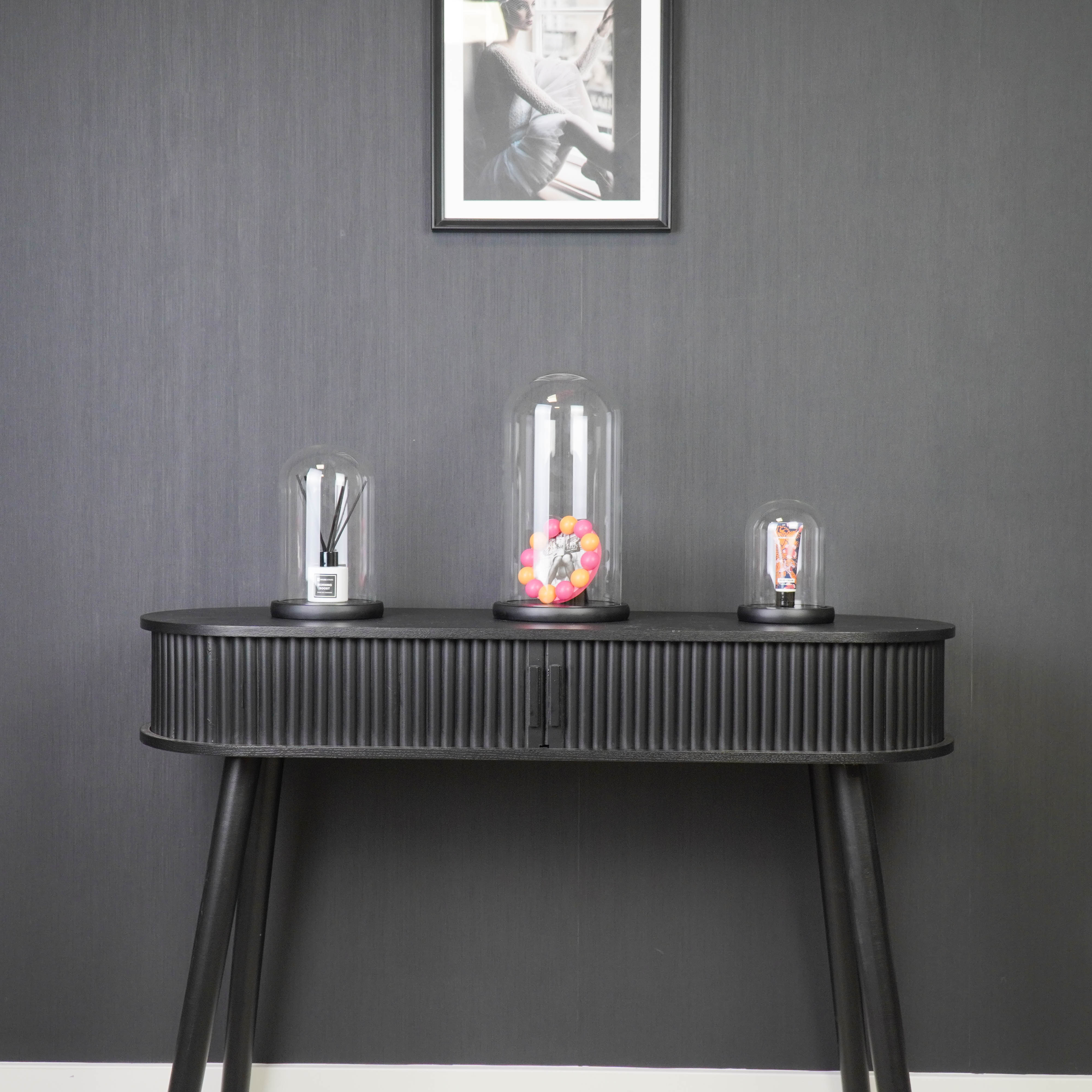 Stolp - Glas/Hout - Zwart - 17x17x32cm