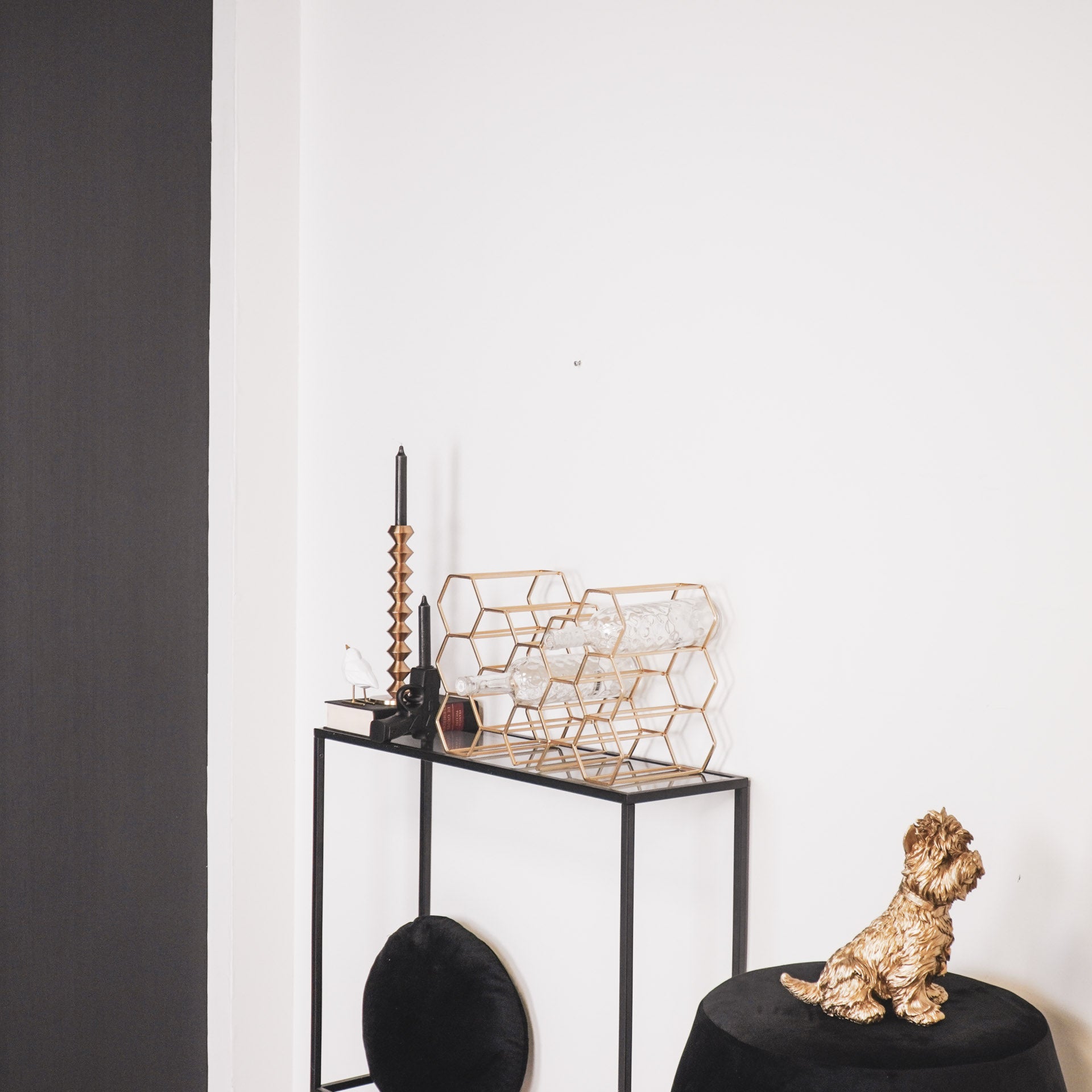 Wijnrek - Metaal - Goud - 44,5x15,5x29cm