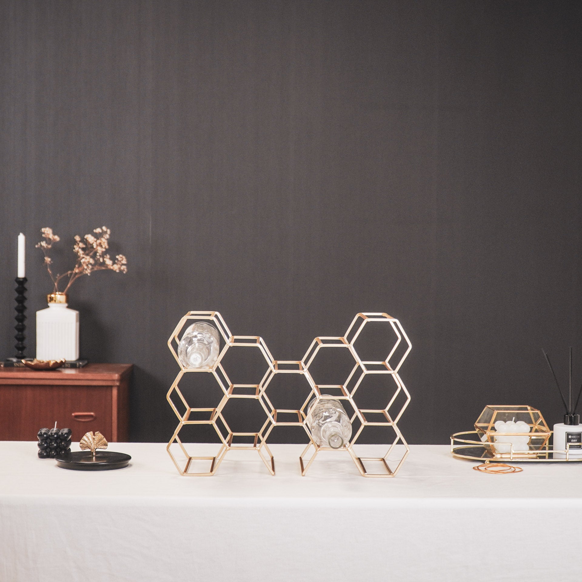 Wijnrek - Metaal - Goud - 44,5x15,5x29cm