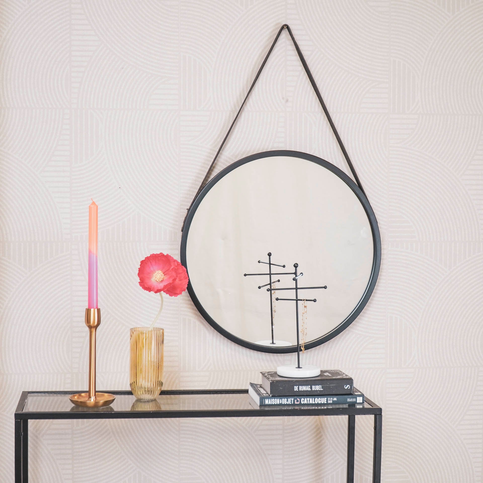 Sierradenhouder - Metaal/Marmer - Zwart - 15x14x25cm