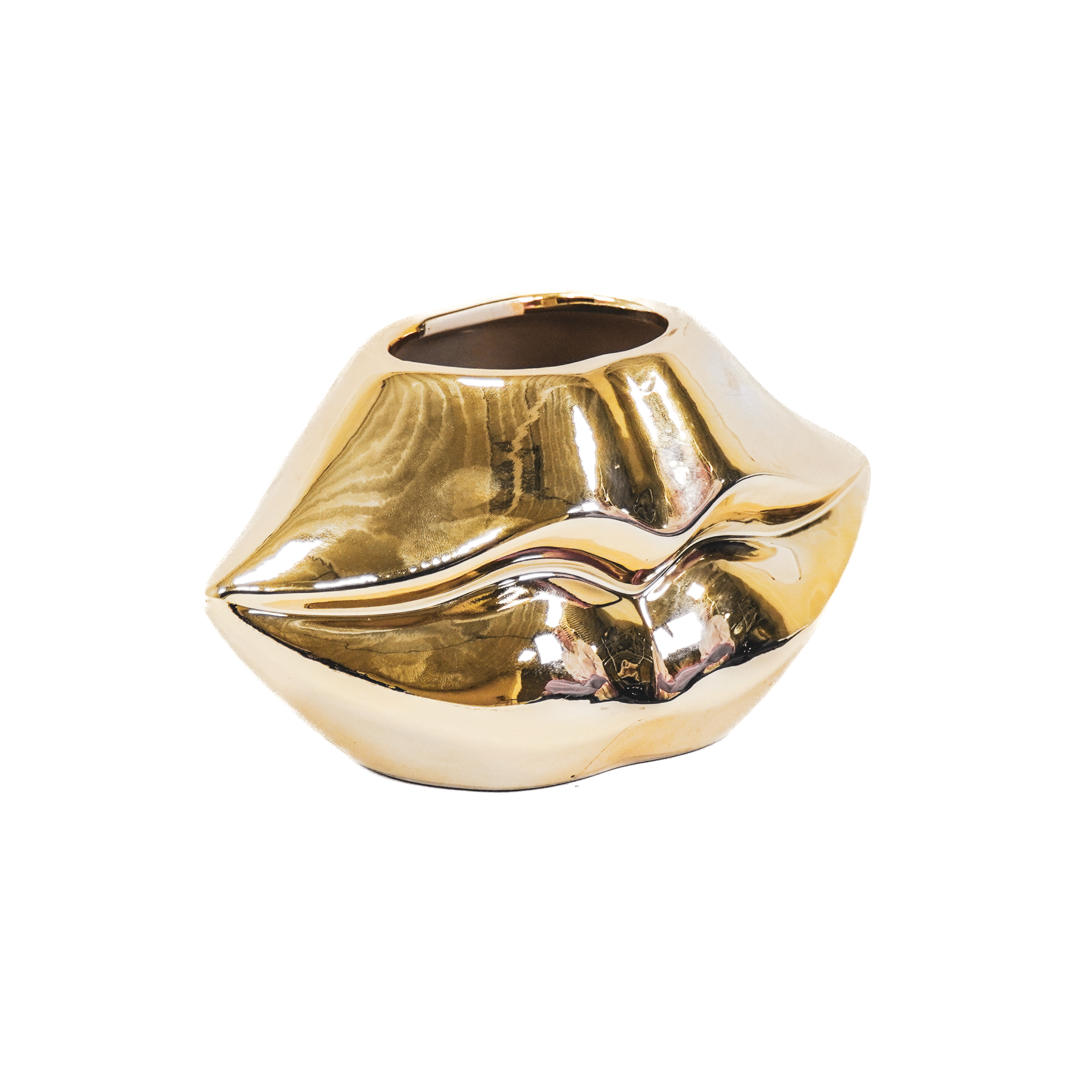 Pot - Lip - Keramiek - Goud - 21x19x11cm