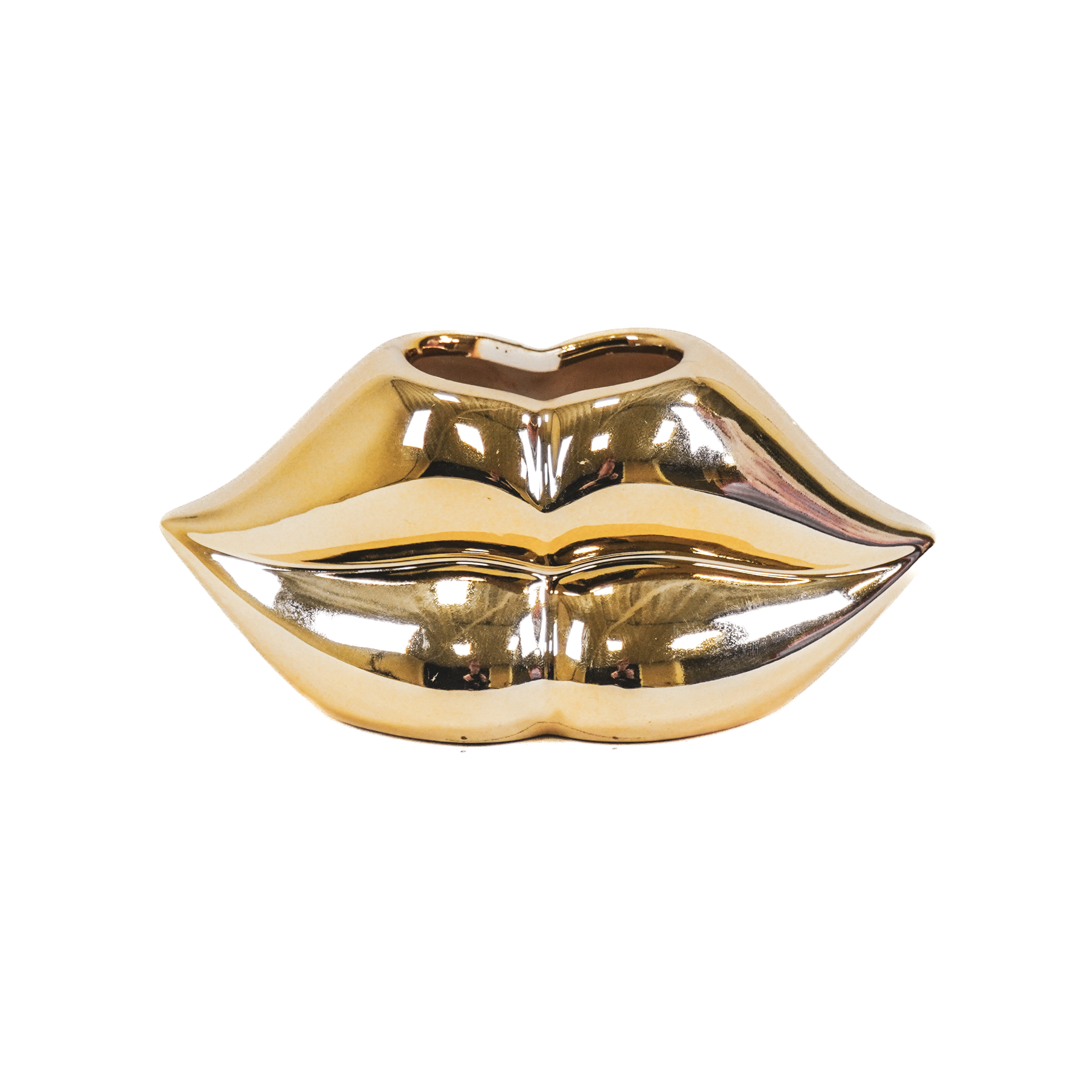 Pot - Lip - Keramiek - Goud - 15,5x6,5x7,5cm