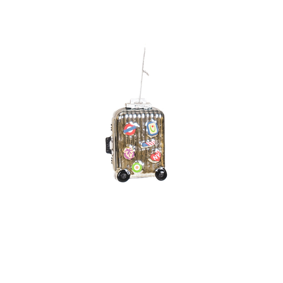Kerstversiering - Kersthanger - Reis Koffer - Glas - Zilver - 8x4x11,5cm