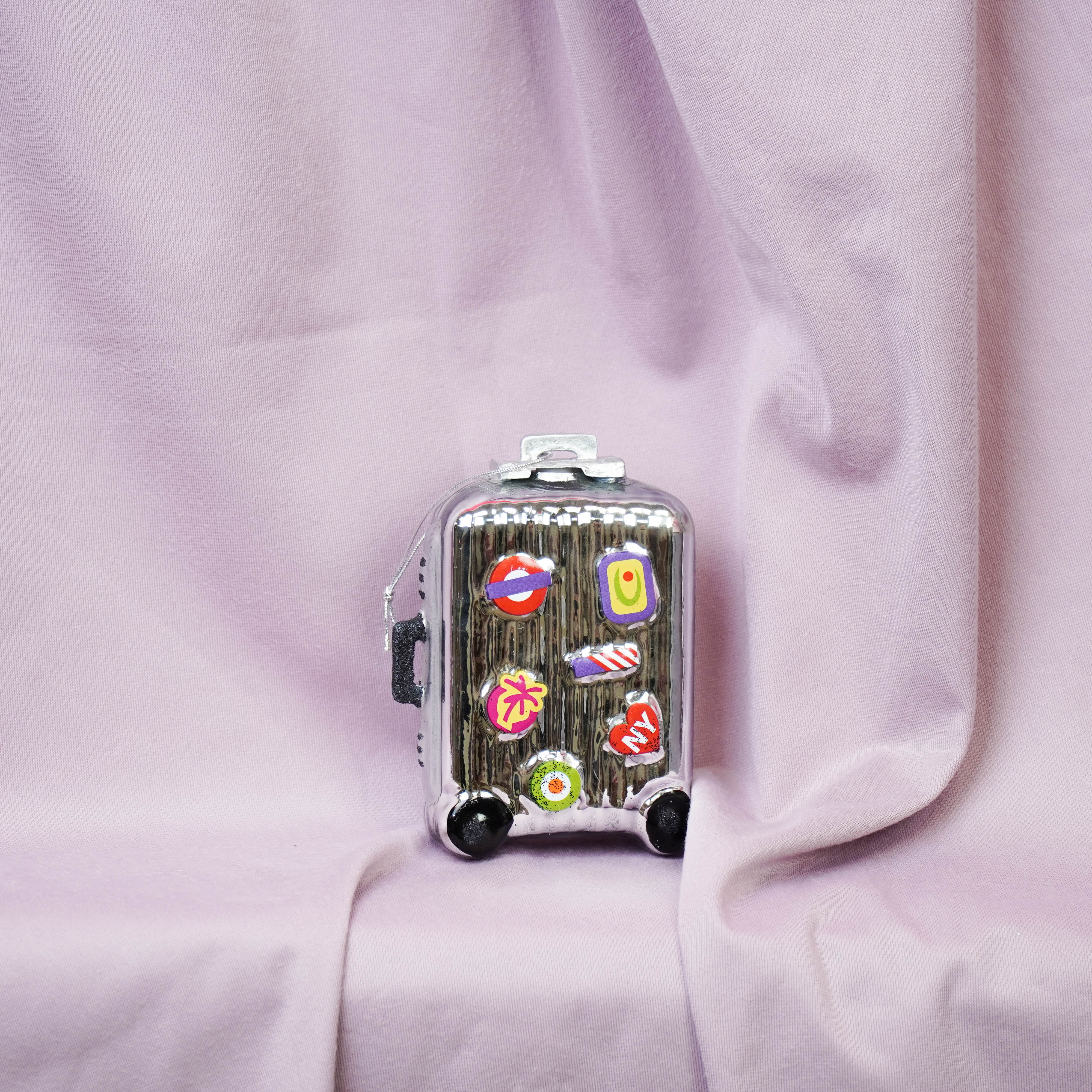 Kerstversiering - Kersthanger - Reis Koffer - Glas - Zilver - 8x4x11,5cm