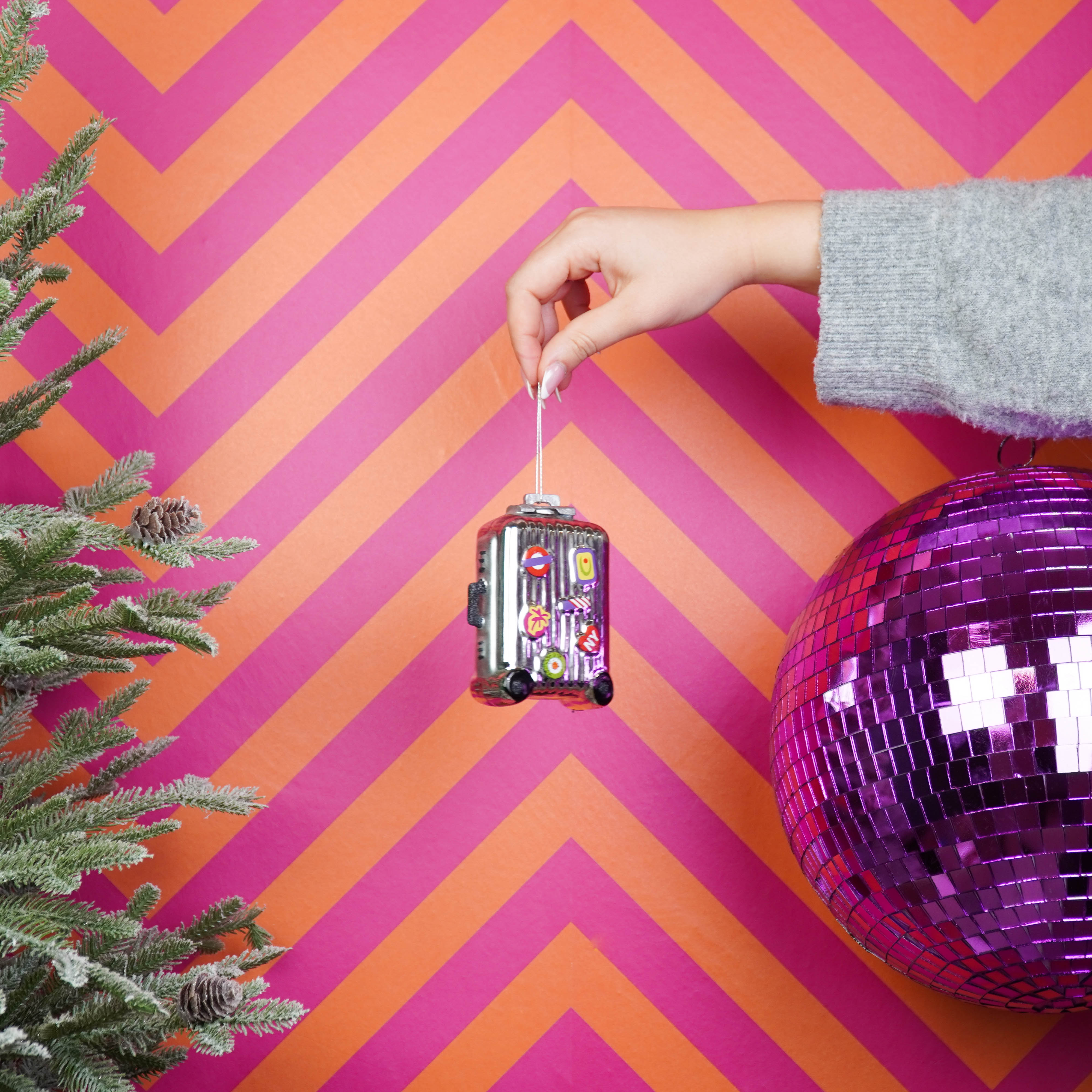 Kerstversiering - Kersthanger - Reis Koffer - Glas - Zilver - 8x4x11,5cm