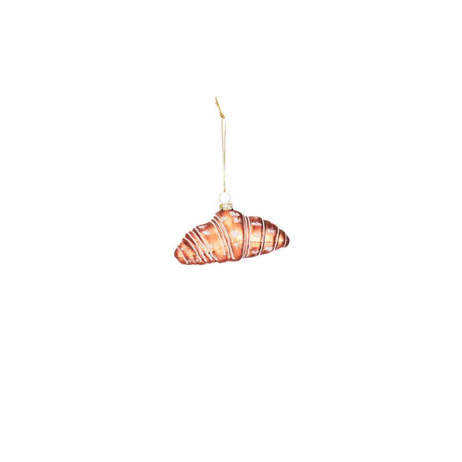 Kerstversiering - Kersthanger - Croissant - Glas - Bruin - 9,5x5x4,5cm