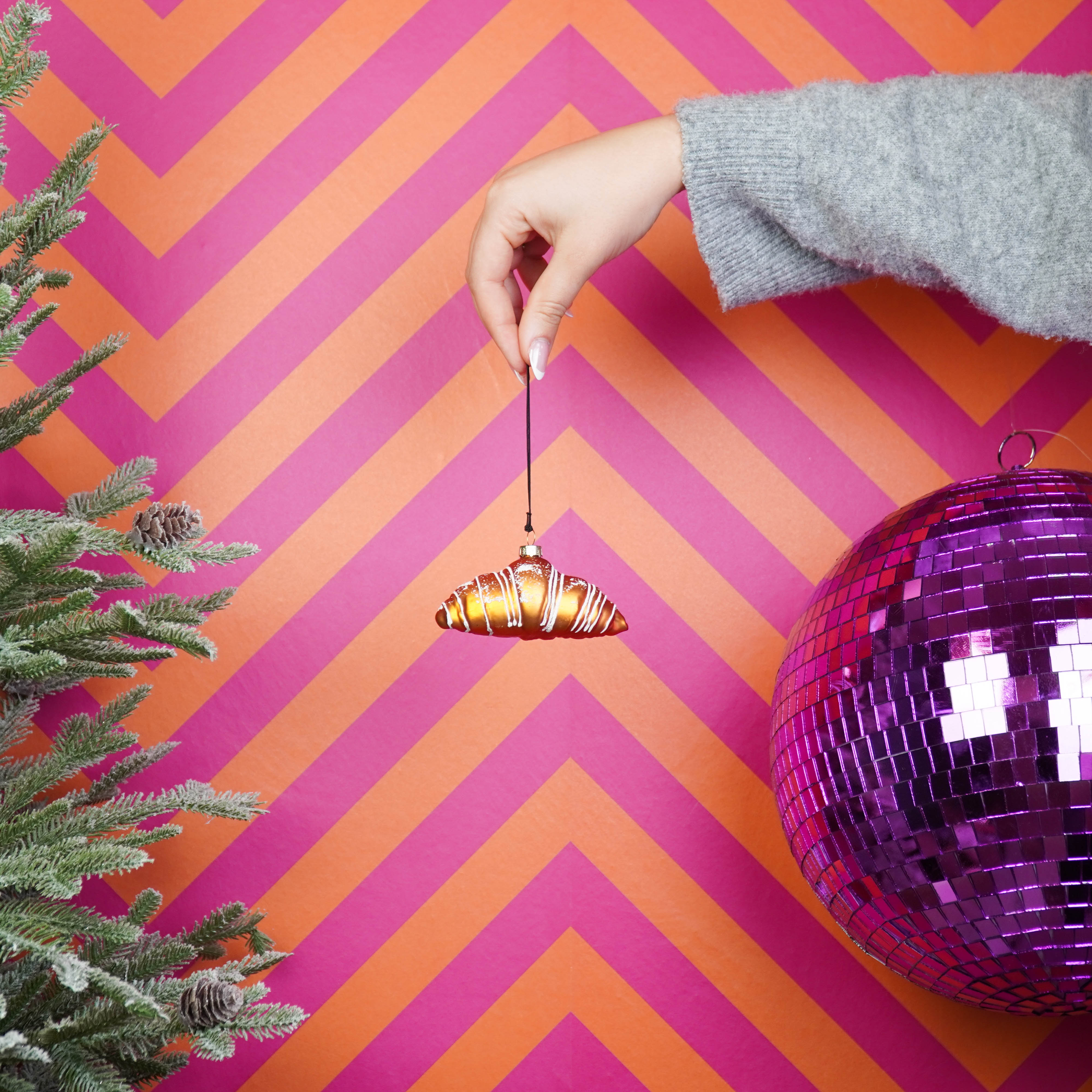 Kerstversiering - Kersthanger - Croissant - Glas - Bruin - 9,5x5x4,5cm