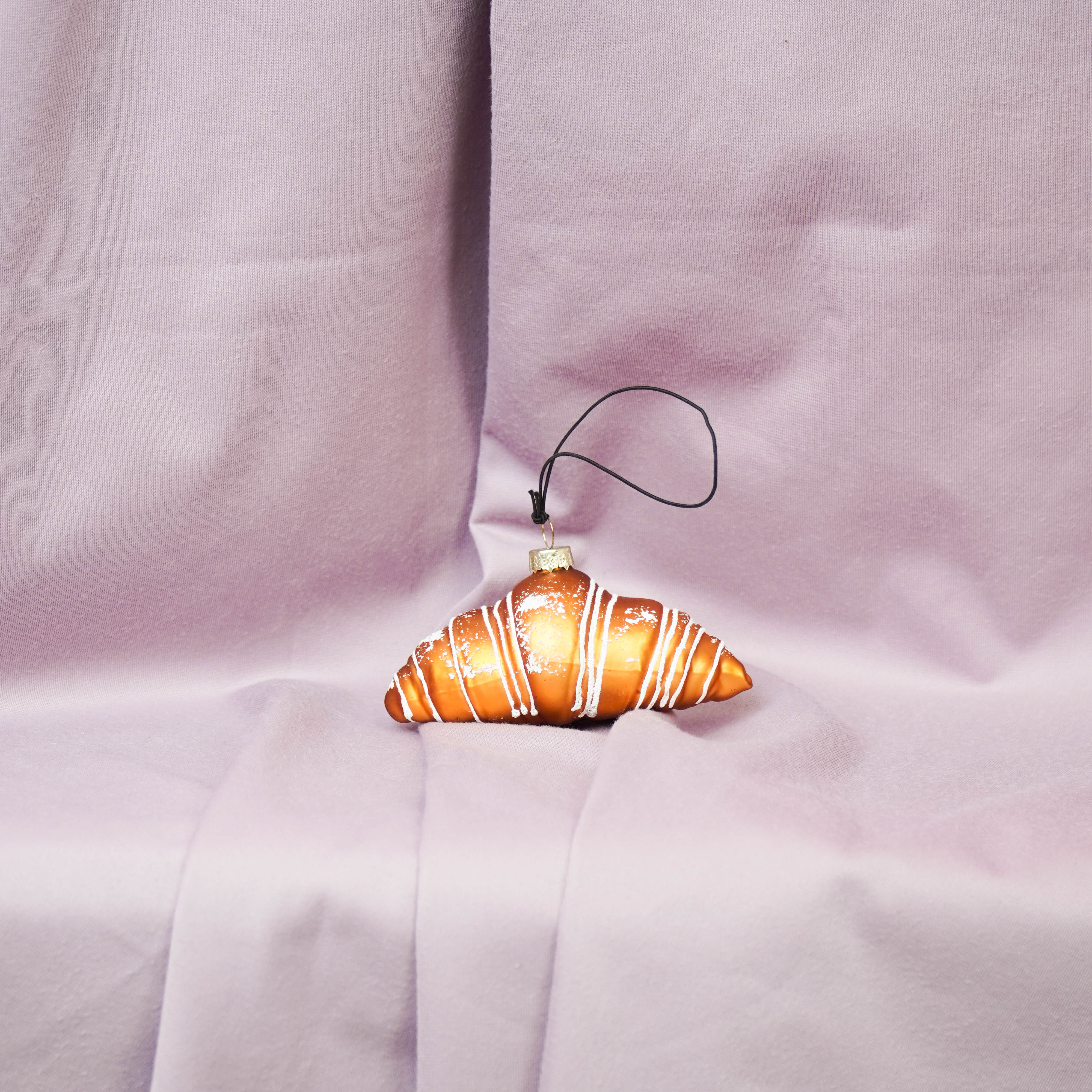 Kerstversiering - Kersthanger - Croissant - Glas - Bruin - 9,5x5x4,5cm