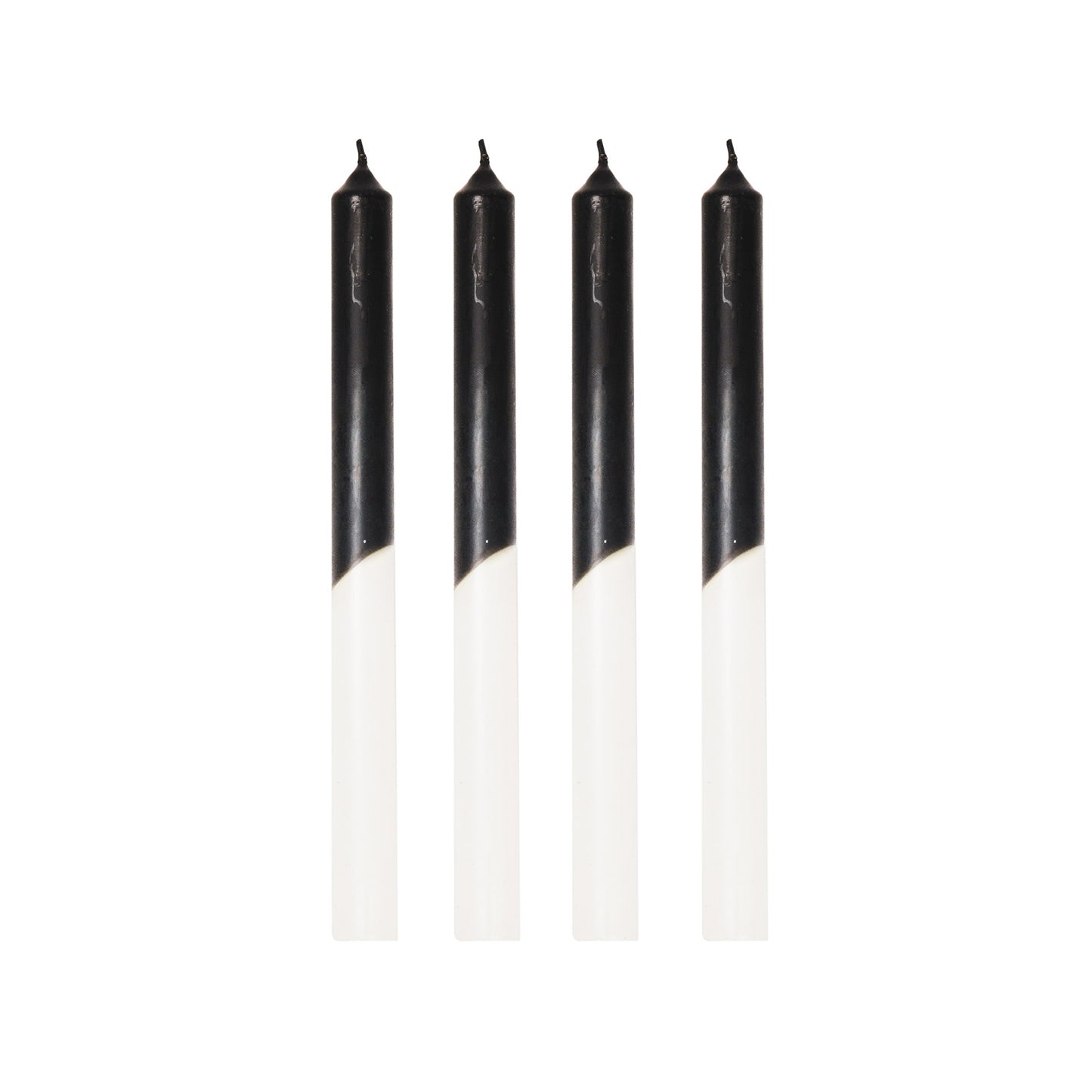 Kaarsen - Dipdye - Zwart/Wit - Set van 4 - 25,8x9,5x2,5cm
