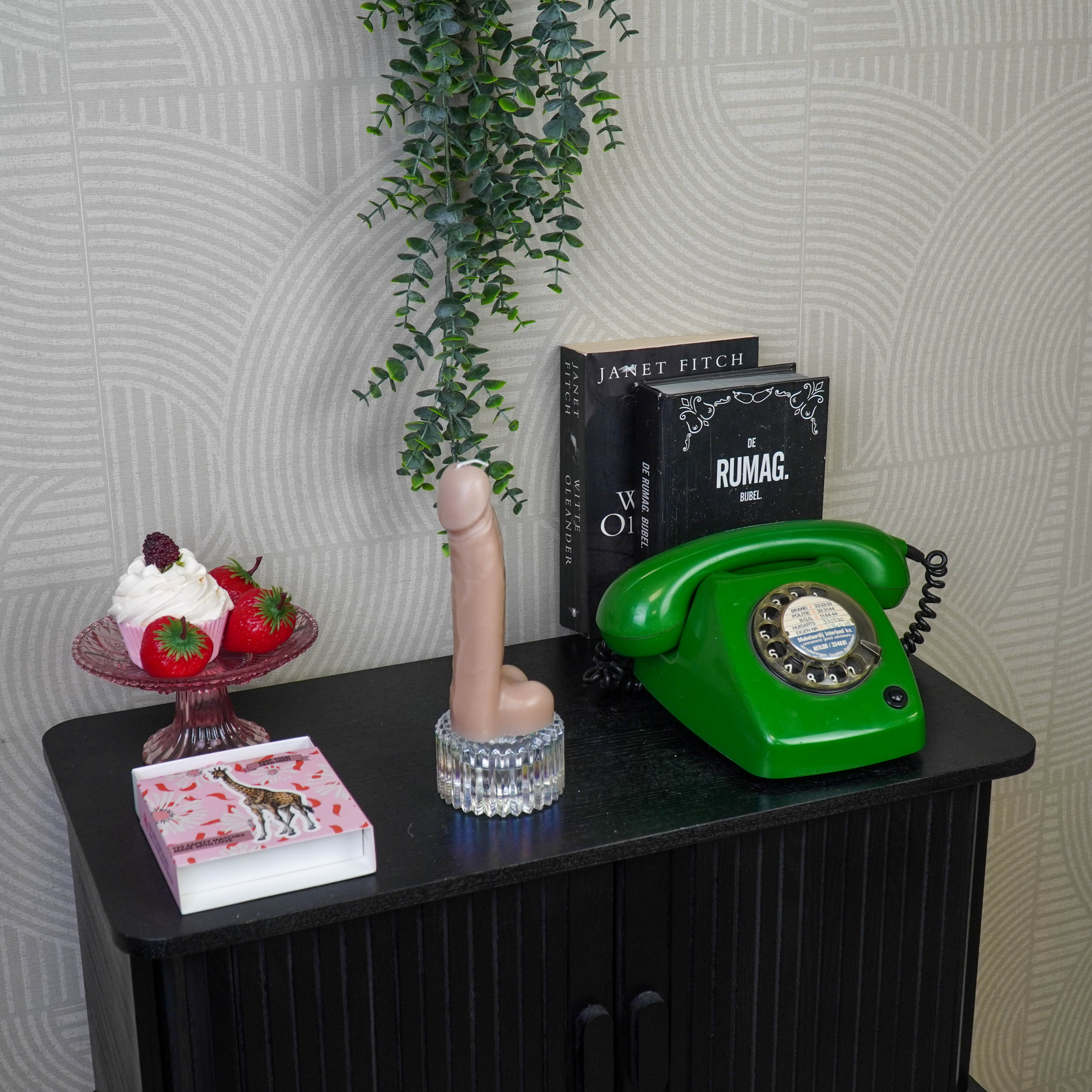 Kaars - Piemel - Wax -Taupe- 160gram - 7x5,5x17cm