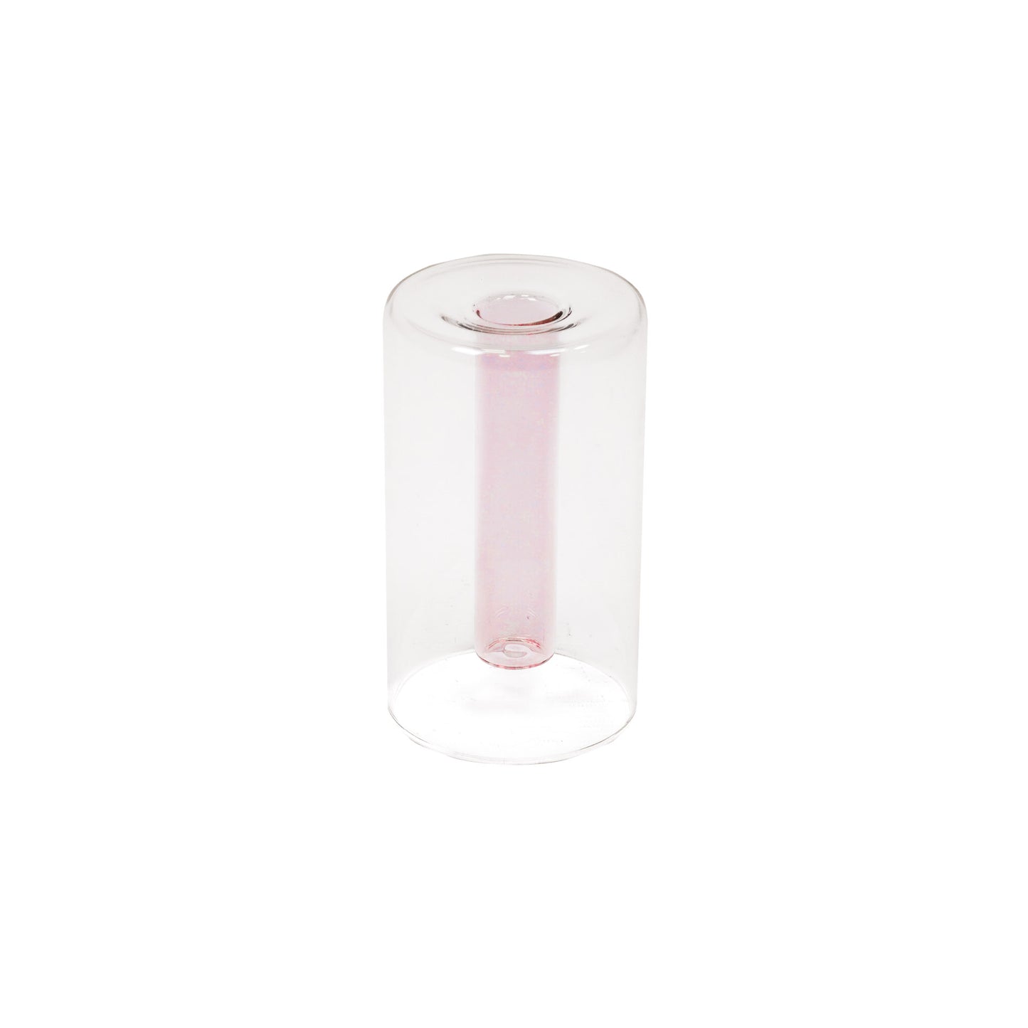 Vaas - Reageerbuis - Glas - Roze - 8x8x14cm